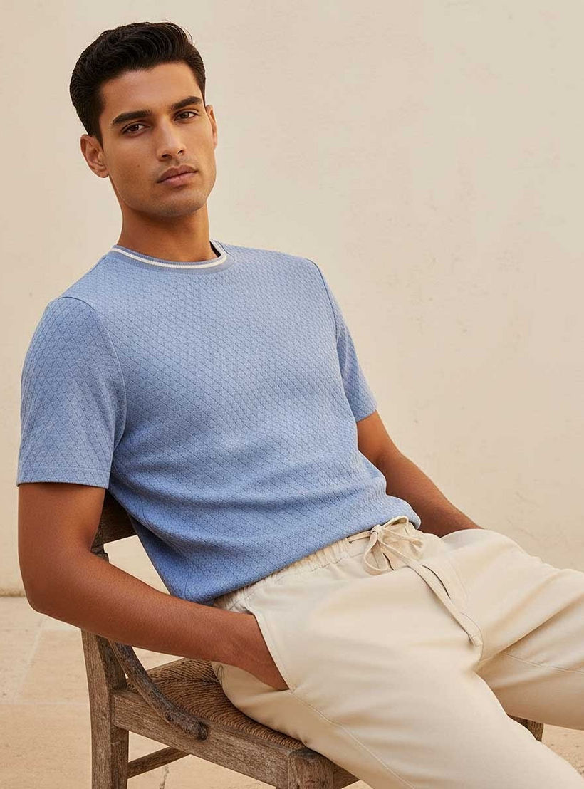 Splash Smart Regular Fit Crew Neck Short Sleeves Jacquard T-shirt-men-clothing-tshirtsandpolos-tshirts-image-6