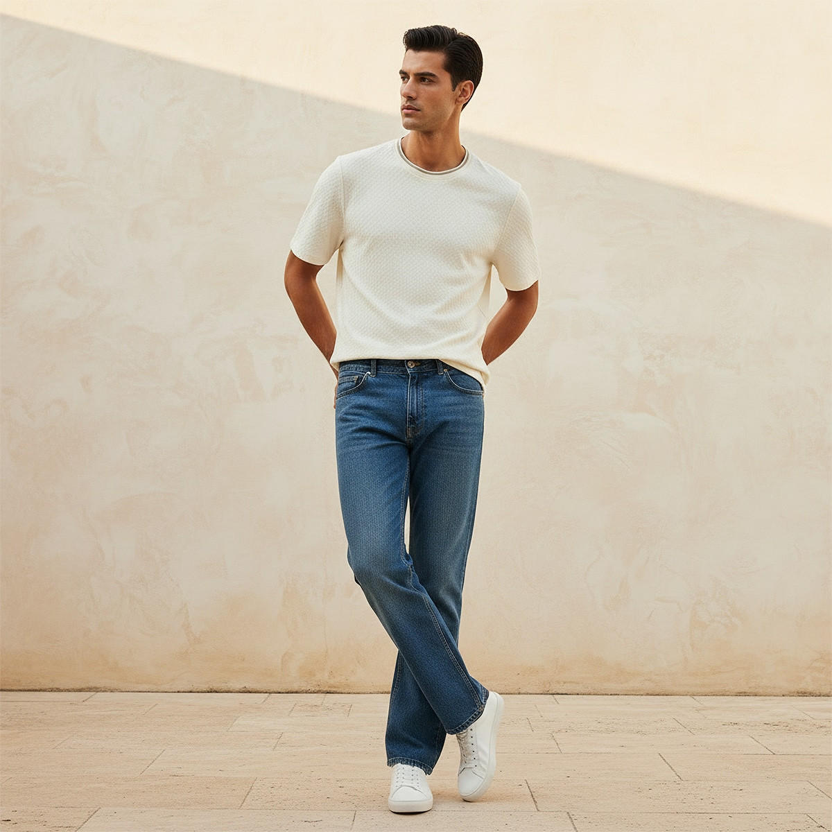 Splash Smart Regular Fit Crew Neck Short Sleeves Jacquard T-shirt-men-clothing-tshirtsandpolos-tshirts-image-3