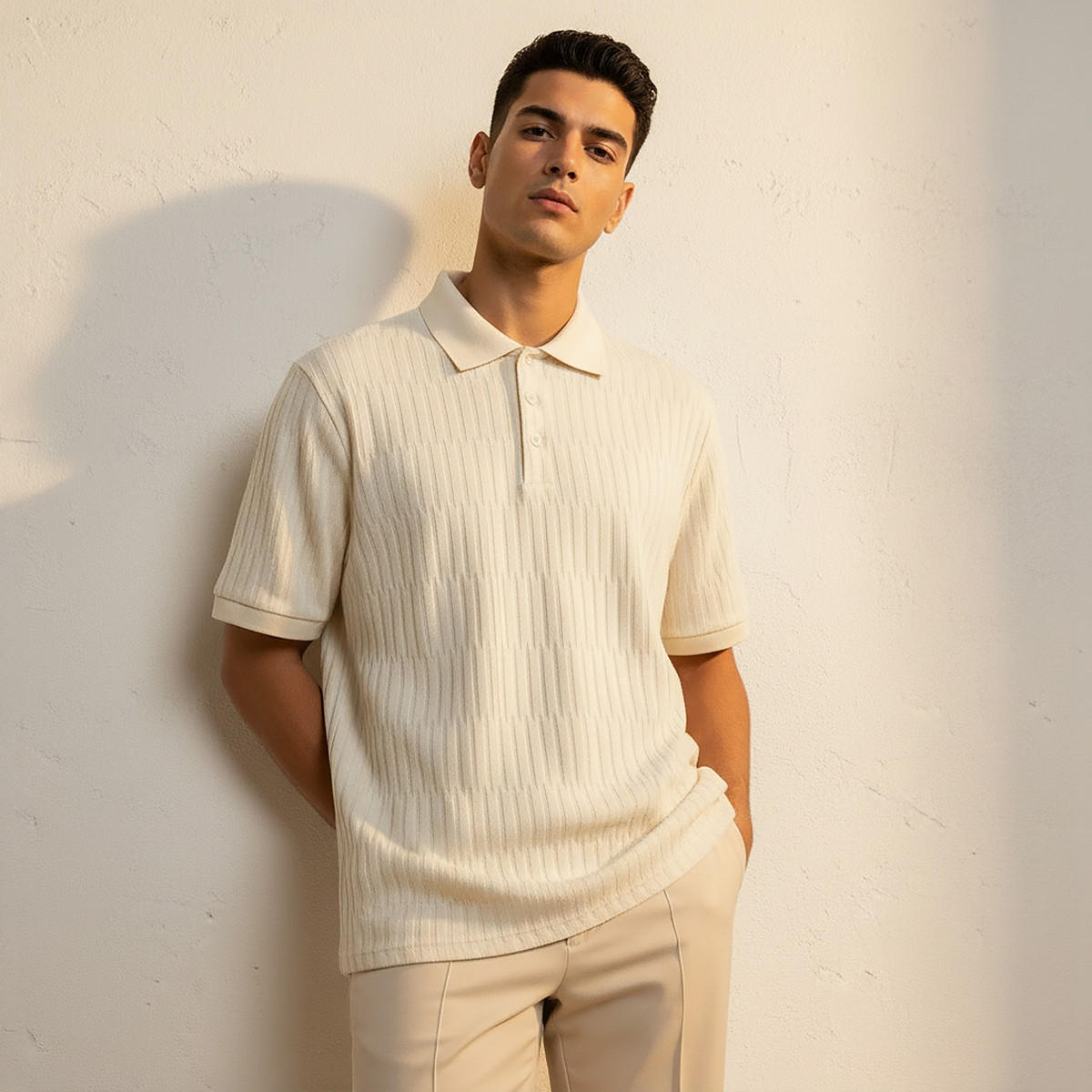 Men Short Sleeves Jacquard Polo T-shirt-men-clothing-tshirtsandpolos-polos-image-1