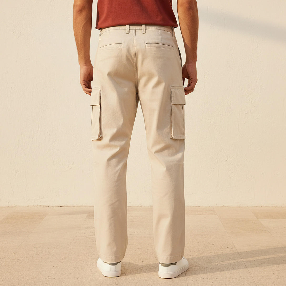Men Regular Fit Twill Cargo Trousers-men-clothing-bottoms-trousersandchinos-trousers-image-4