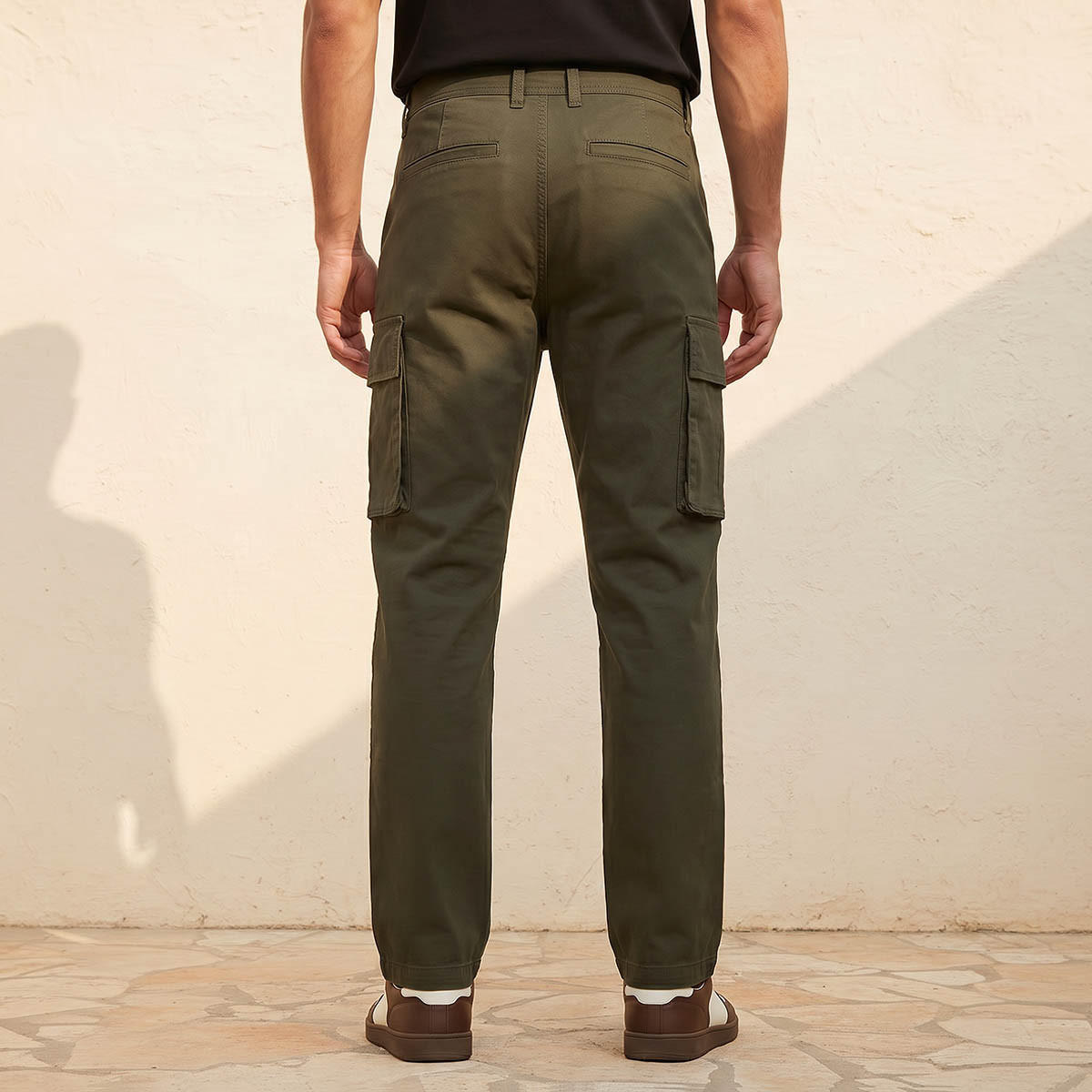 Men Regular Fit Twill Cargo Trousers-men-clothing-bottoms-trousersandchinos-trousers-image-4