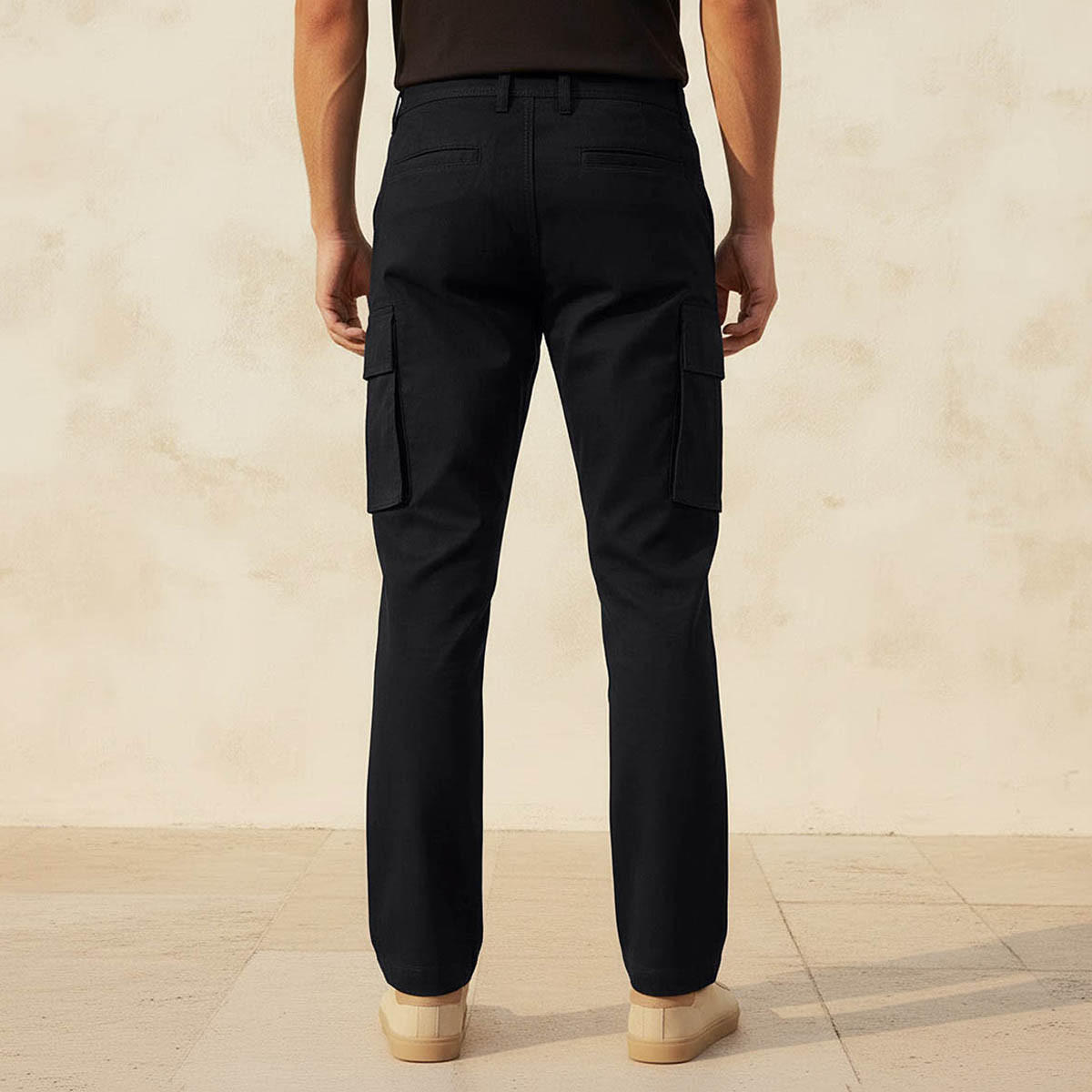 بنطلون كارجو تويل بقصة عادية للرجال-men-clothing-bottoms-trousersandchinos-trousers-image-4