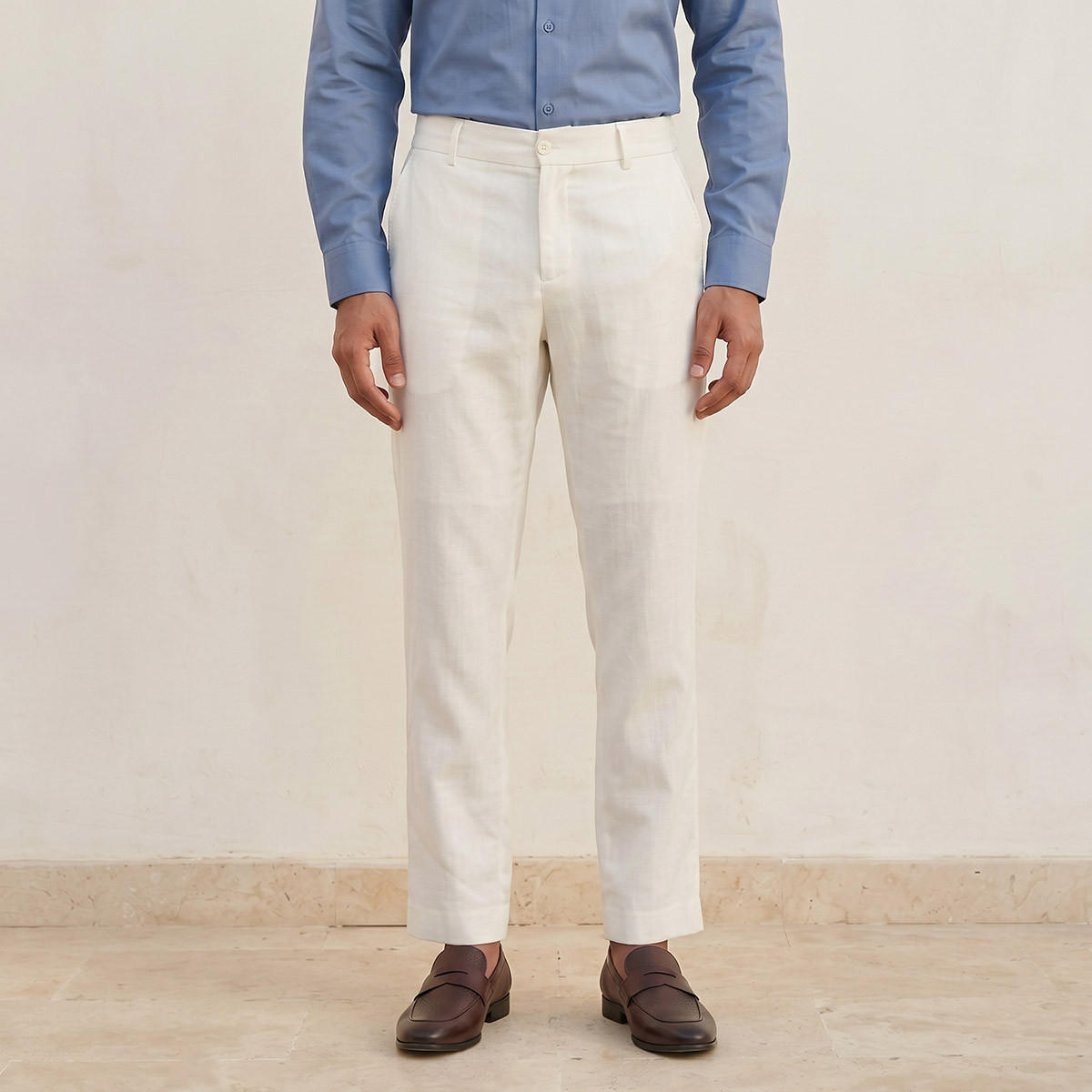 Splash Smart Regular Fit Linen Blend Trousers-men-clothing-trousersandchinos-trousers-image-1