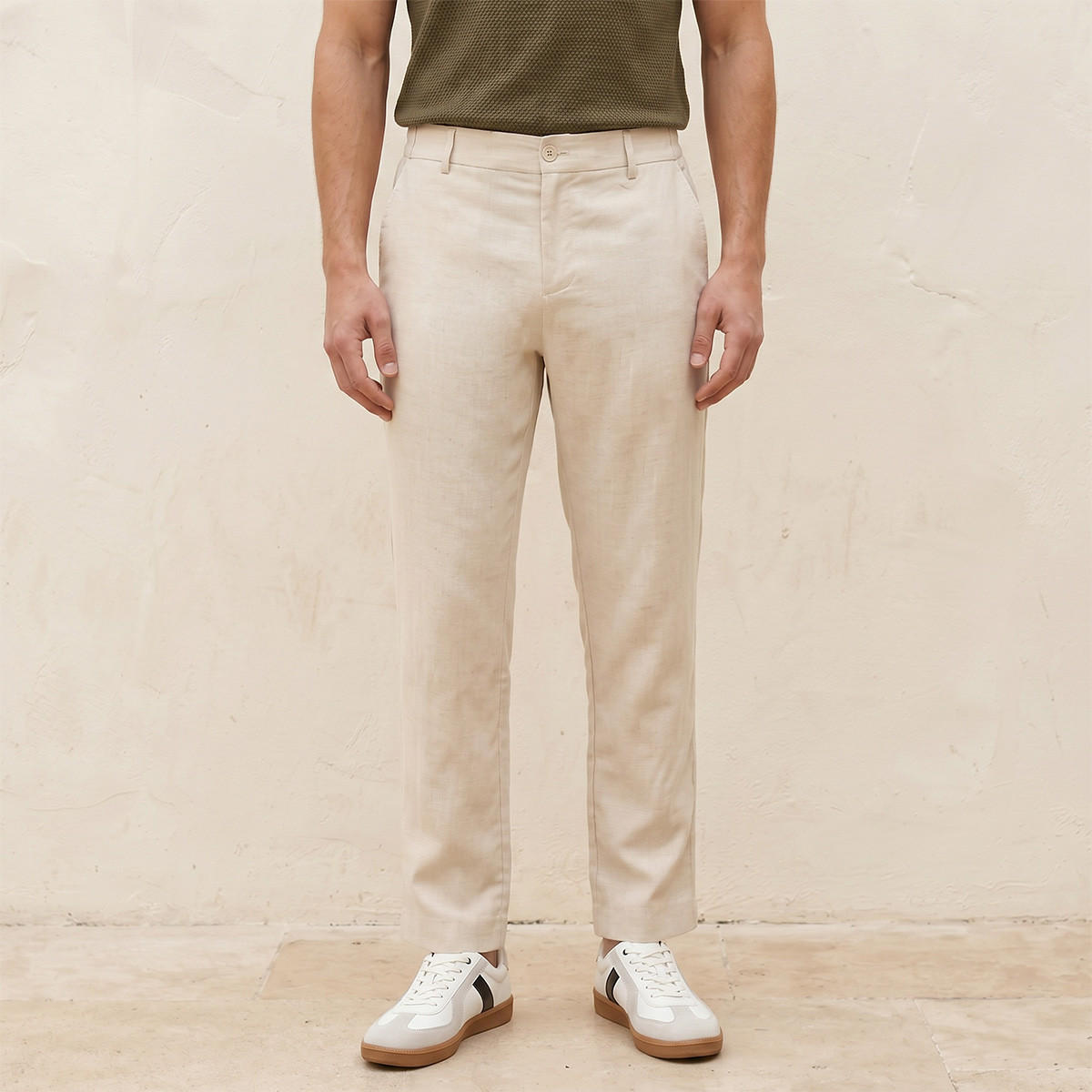 Splash Smart Regular Fit Linen Blend Trousers-men-clothing-trousersandchinos-trousers-image-1