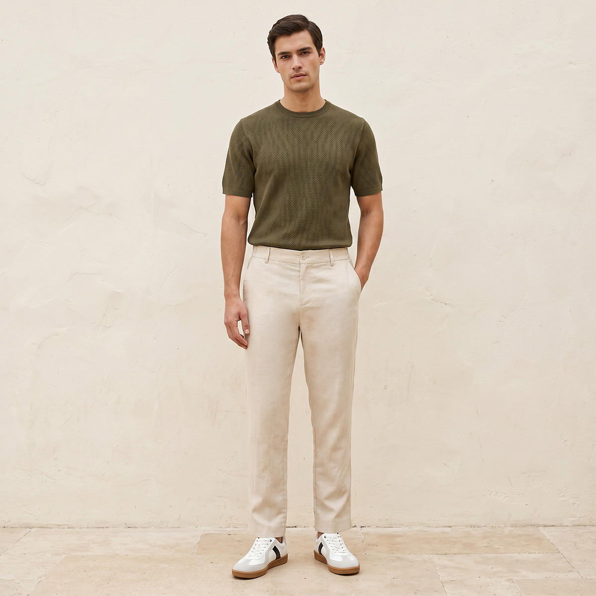 Splash Smart Regular Fit Linen Blend Trousers-men-clothing-trousersandchinos-trousers-image-3