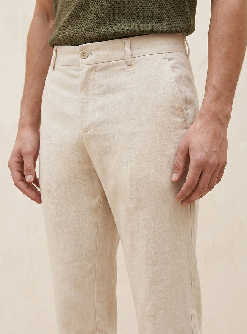 Splash Smart Regular Fit Linen Blend Trousers-men-clothing-trousersandchinos-trousers-image-5