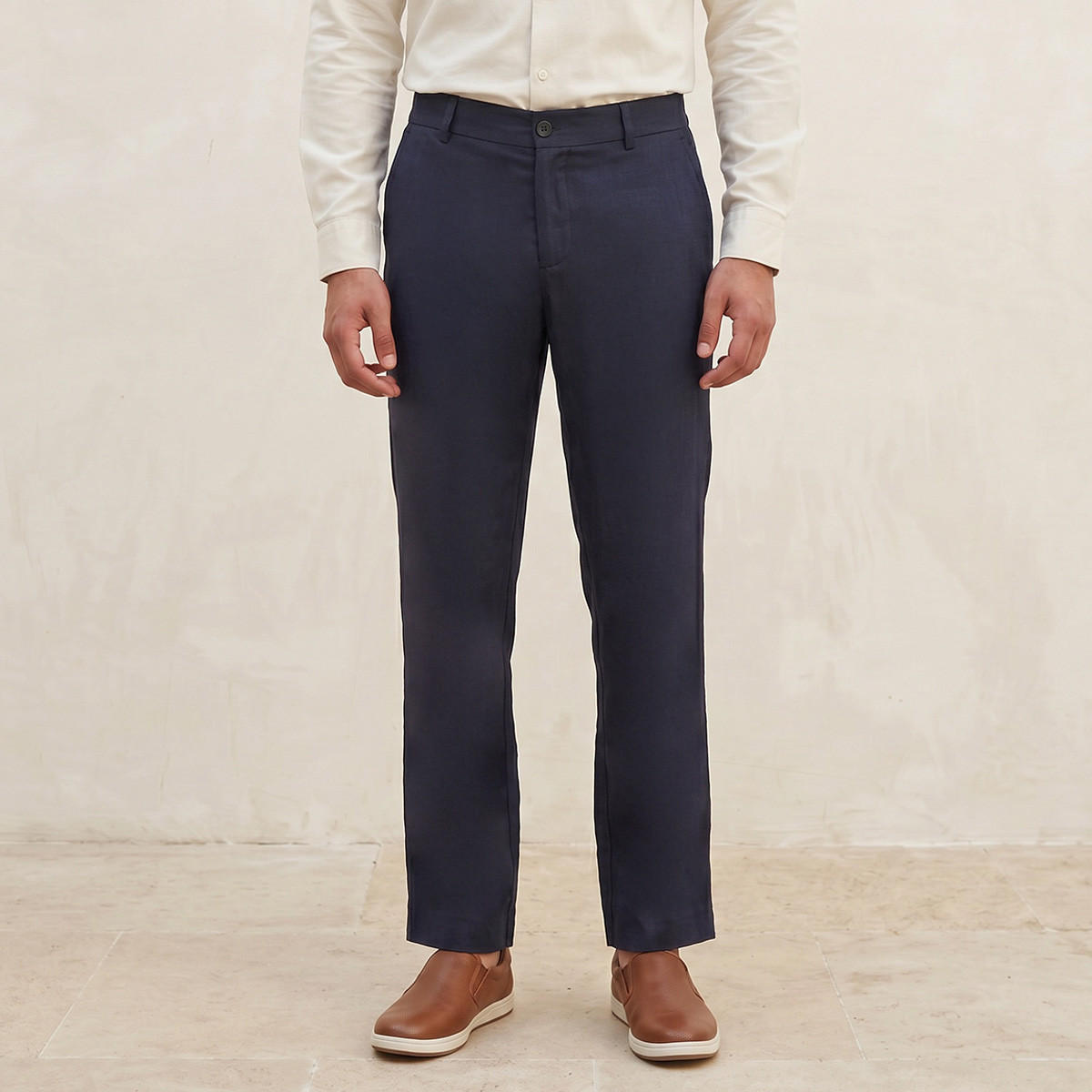 Splash Smart Regular Fit Linen Blend Trousers-men-clothing-trousersandchinos-trousers-image-1