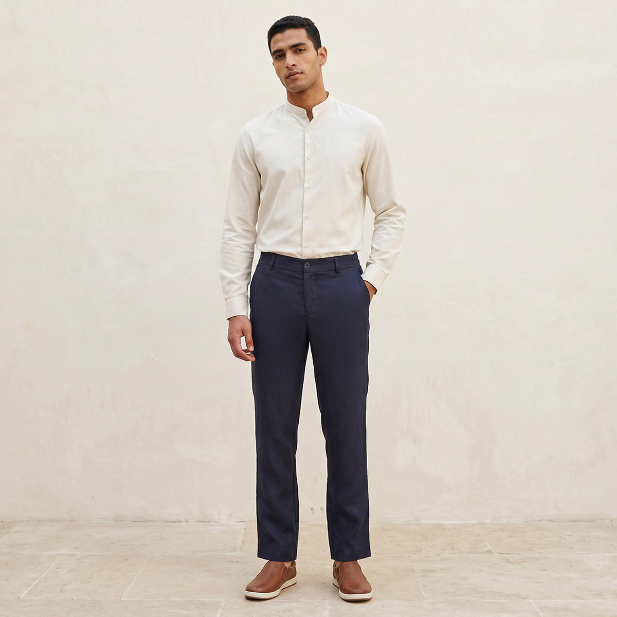 Splash Smart Regular Fit Linen Blend Trousers-men-clothing-trousersandchinos-trousers-image-3