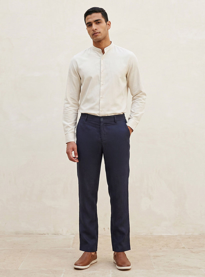 Splash Smart Regular Fit Linen Blend Trousers-men-clothing-trousersandchinos-trousers-image-3