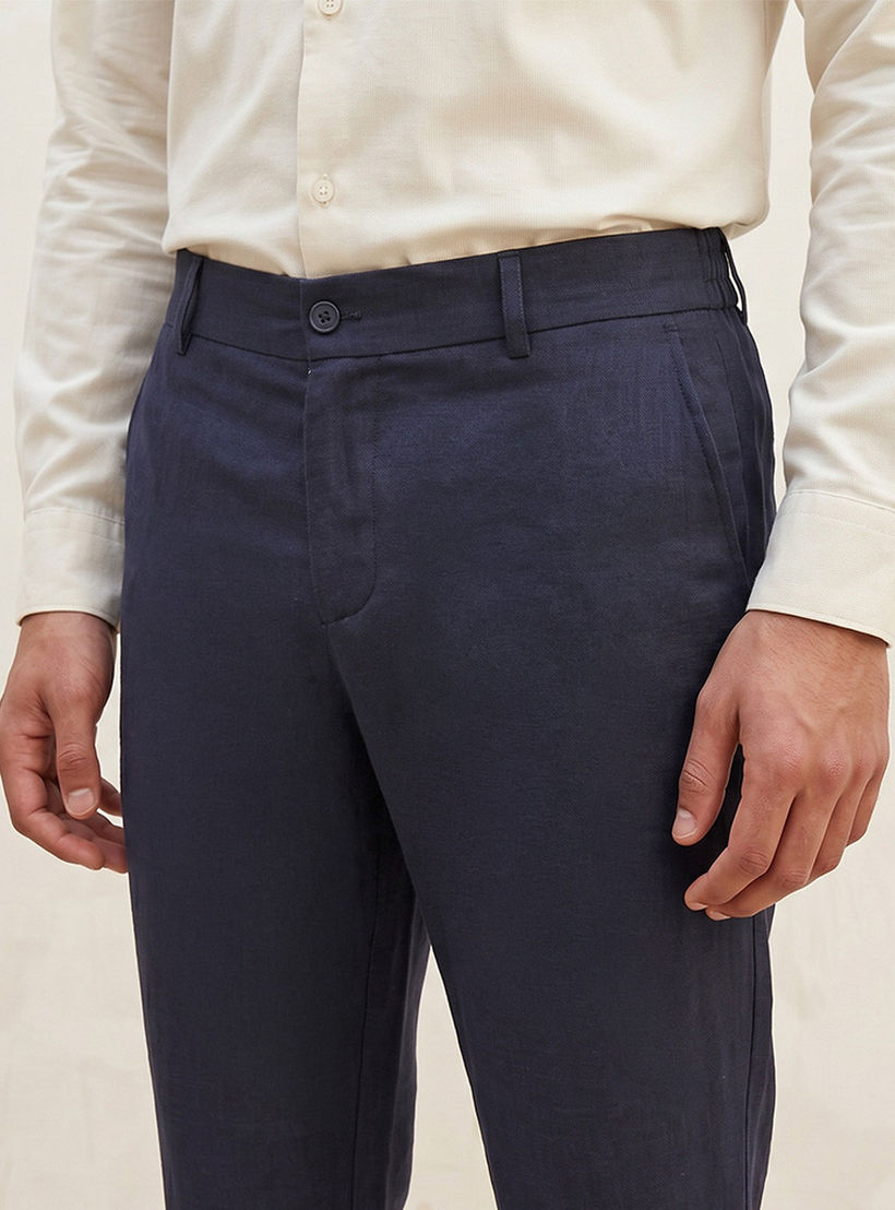 Splash Smart Regular Fit Linen Blend Trousers-men-clothing-trousersandchinos-trousers-image-5