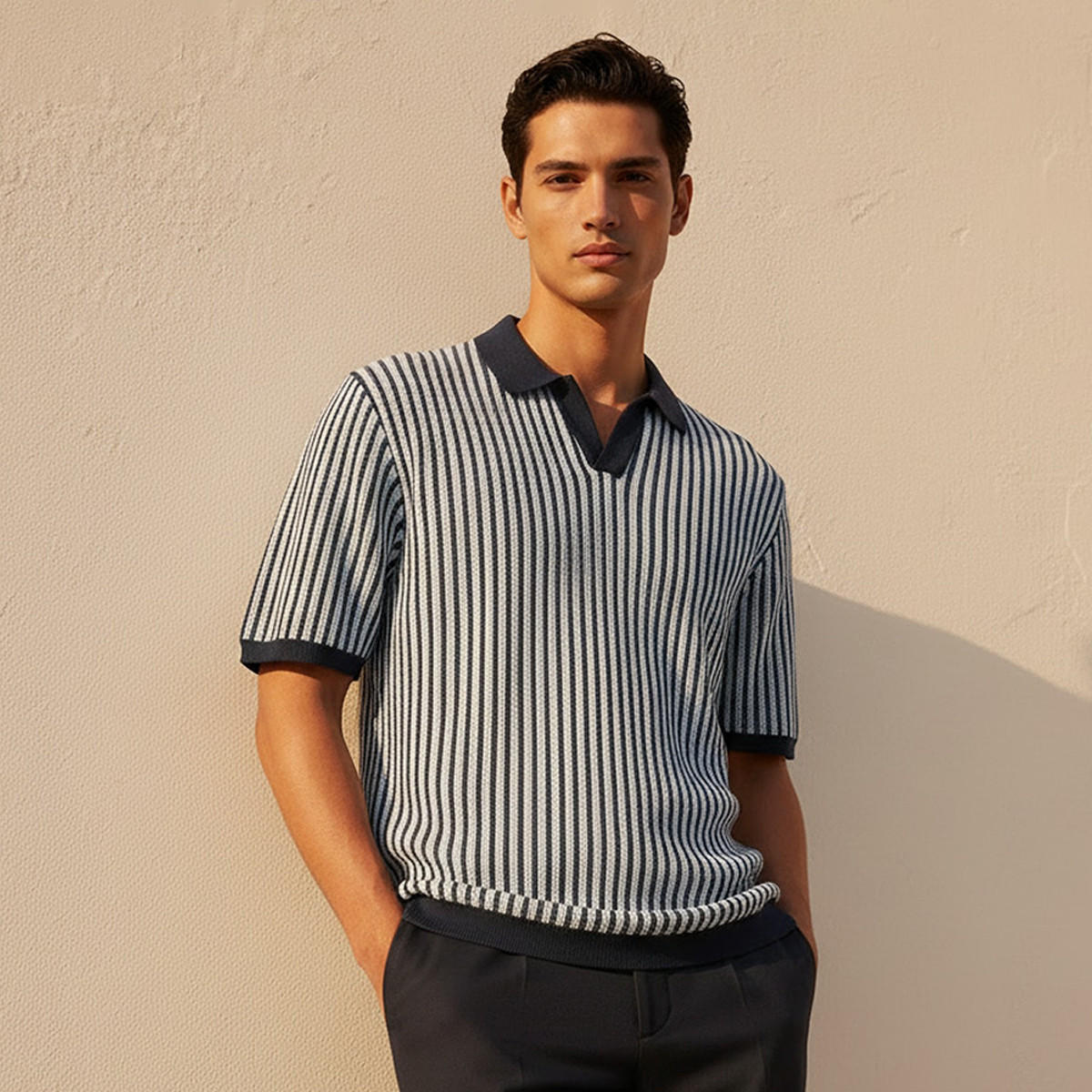 تيشيرت بولو مخطط بأكمام قصيرة للرجال-men-clothing-tshirtsandpolos-polos-image-1