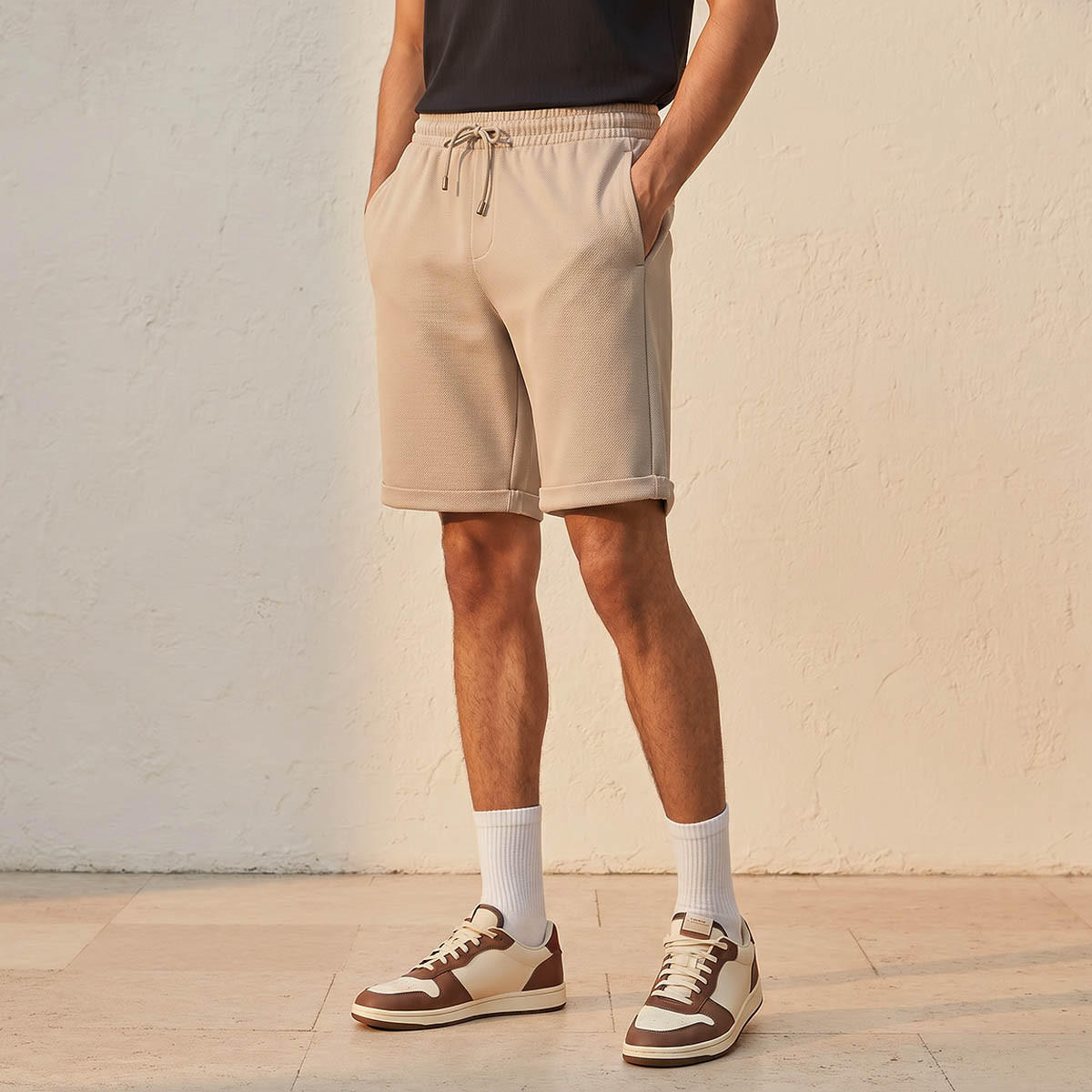 Men Regular Fit Shorts Pique-men-clothing-bottoms-shorts-image-1