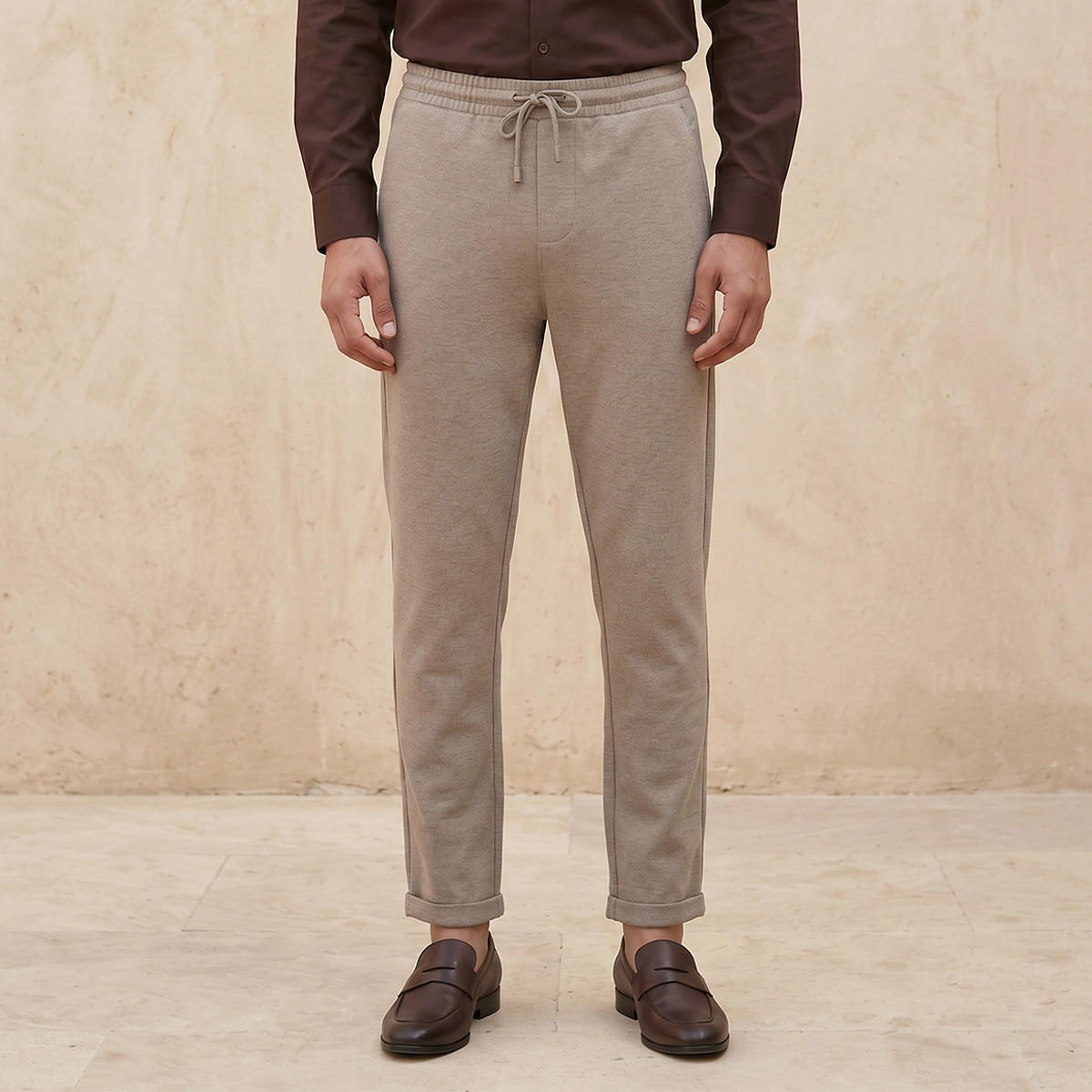 بنطلون بيكيه بقصة عادية من سبلاش سمارت-men-clothing-bottoms-trousersandchinos-trousers-image-1