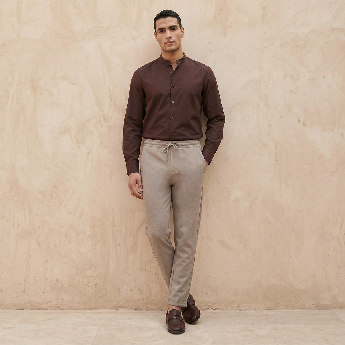 بنطلون بيكيه بقصة عادية من سبلاش سمارت-men-clothing-bottoms-trousersandchinos-trousers-image-3