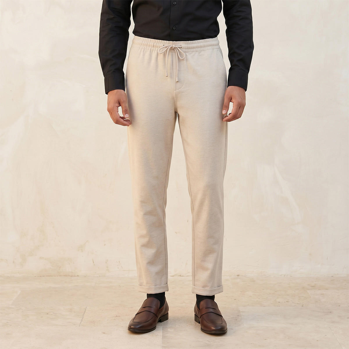 Splash Smart Regular Fit Pique Trousers-men-clothing-bottoms-trousersandchinos-trousers-image-1