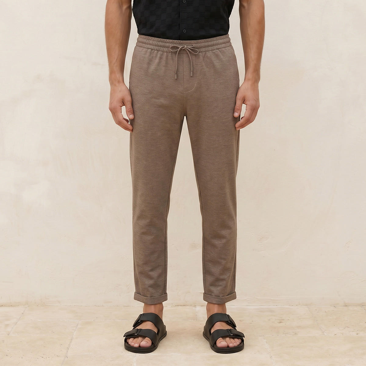 Splash Smart Regular Fit Pique Trousers-men-clothing-bottoms-trousersandchinos-trousers-image-1