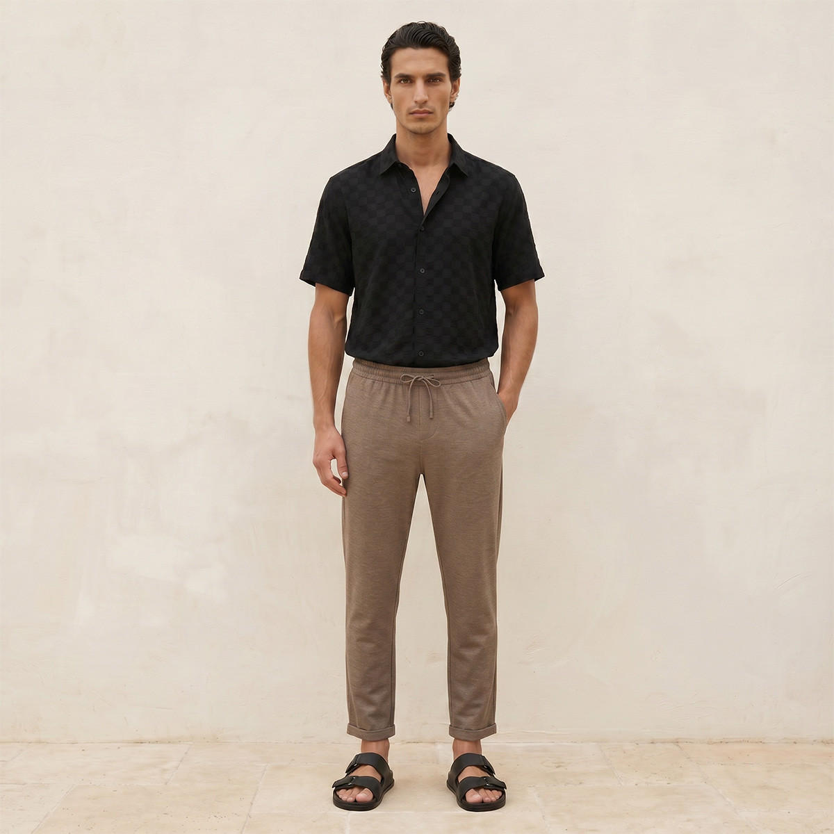 Splash Smart Regular Fit Pique Trousers-men-clothing-bottoms-trousersandchinos-trousers-image-3