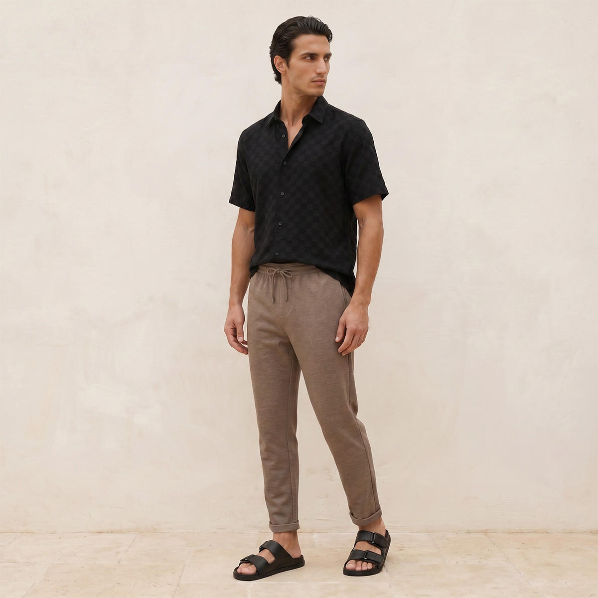 Splash Smart Regular Fit Pique Trousers-men-clothing-bottoms-trousersandchinos-trousers-image-5