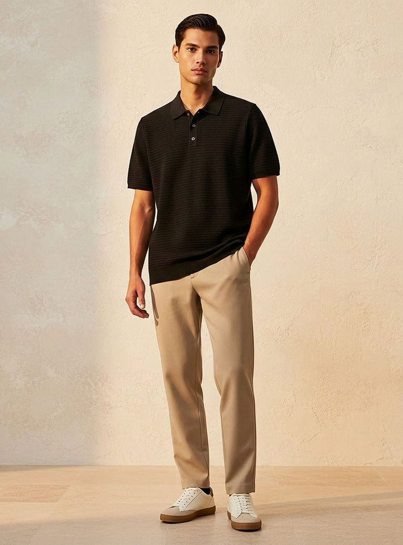 Splash Smart Short Sleeves Textured Polo T-shirt-men-clothing-tshirtsandpolos-polos-image-3