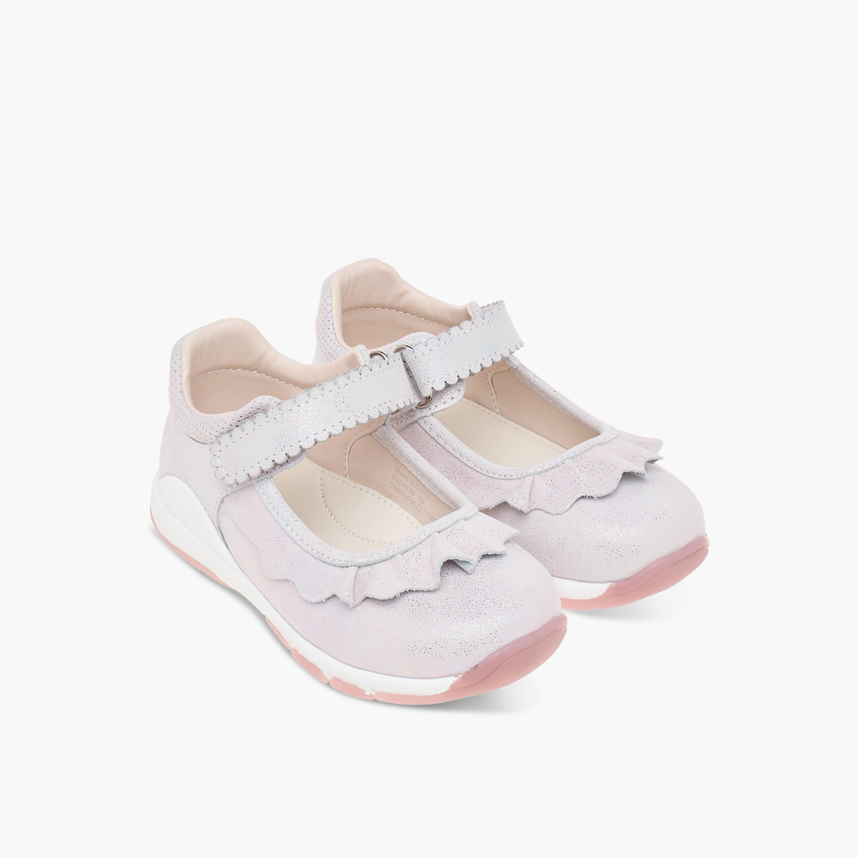 Juniors Textured Mary Jane Shoes with Hook and Loop Closure-girls-shoes-maryjanes-image-1