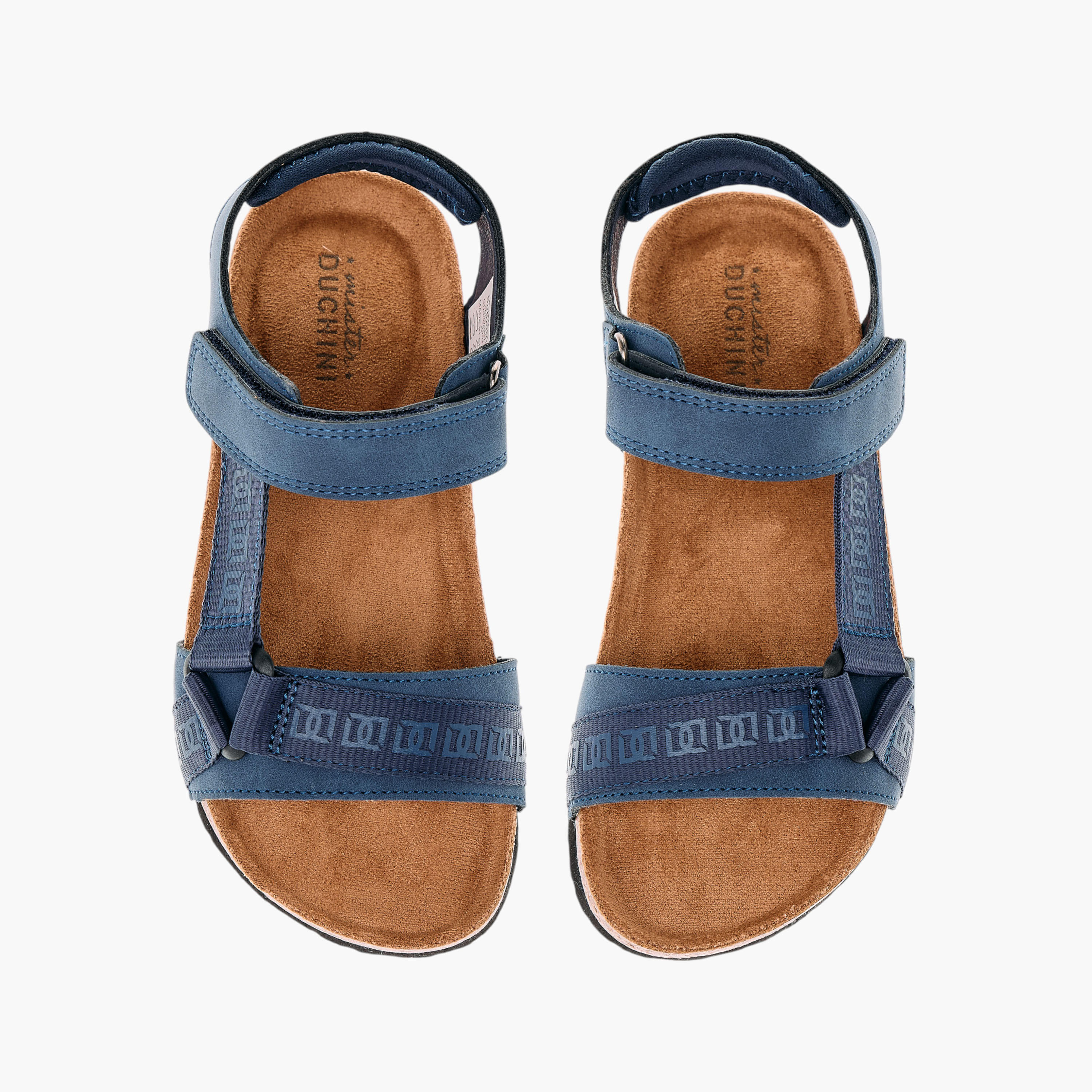 Mister Duchini Monogram Print Strap Sandals with Hook and Loop Closure-boys-shoes-sandals-image-1