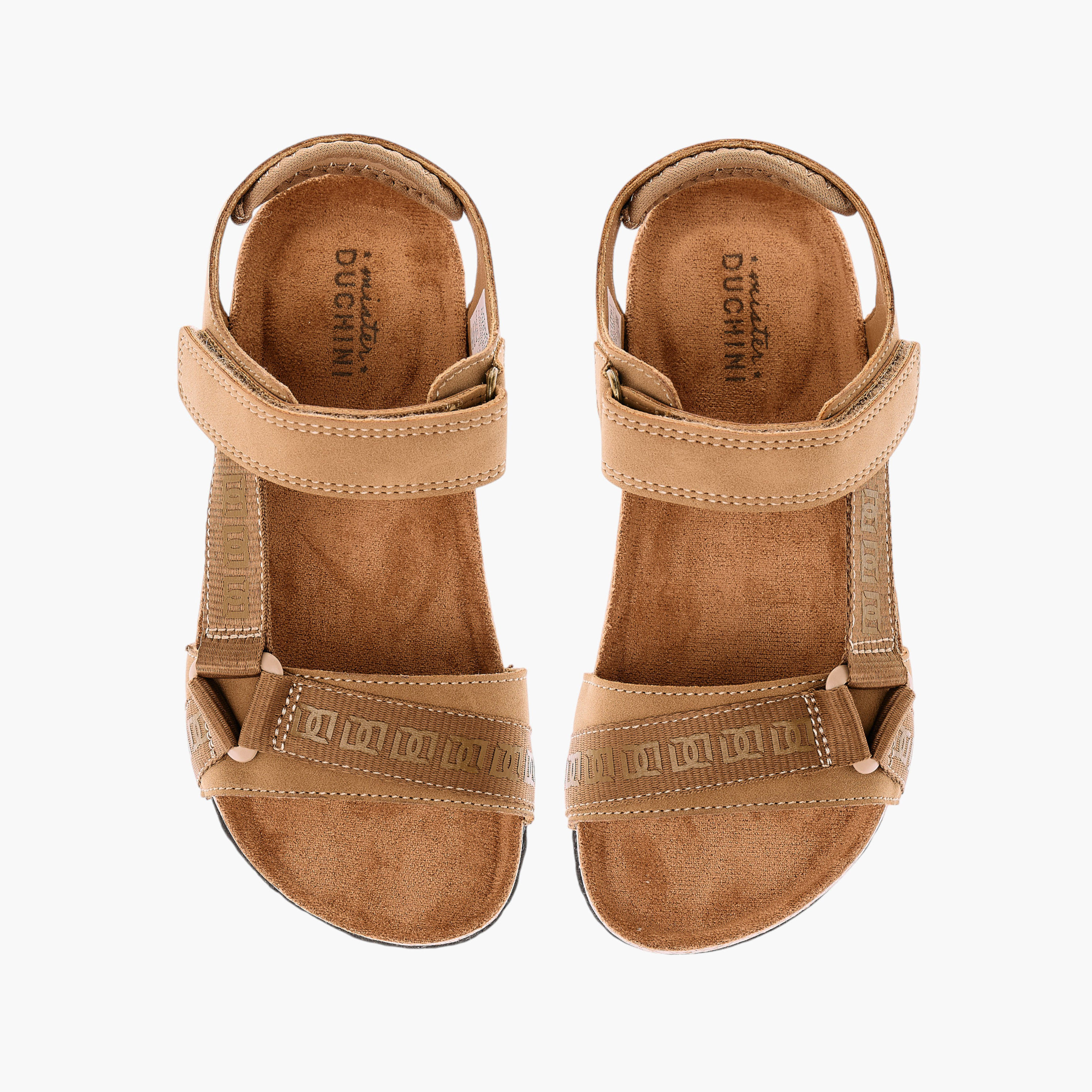 Mister Duchini Monogram Print Strap Sandals with Hook and Loop Closure-boys-shoes-sandals-image-1