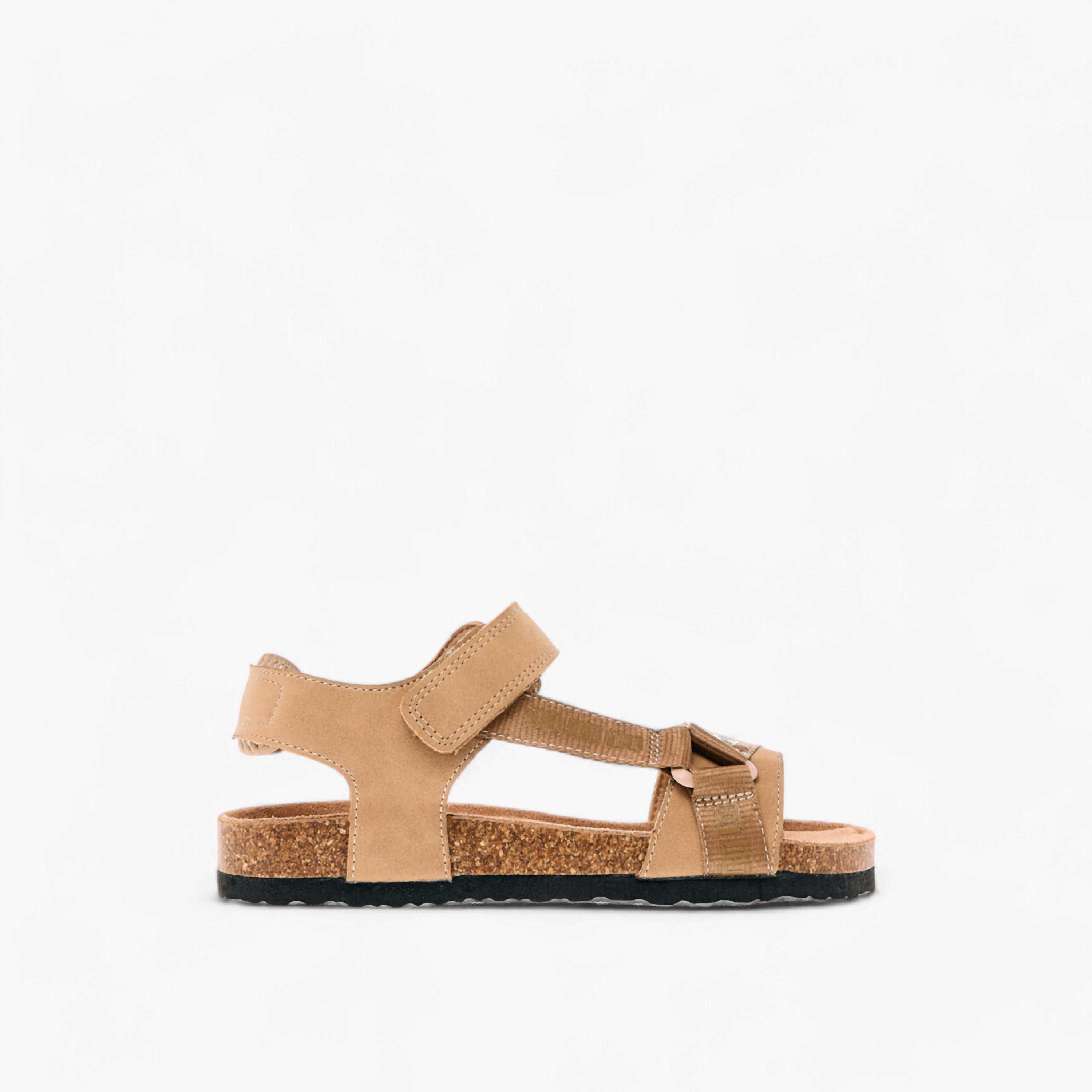 Mister Duchini Monogram Print Strap Sandals with Hook and Loop Closure-boys-shoes-sandals-image-2
