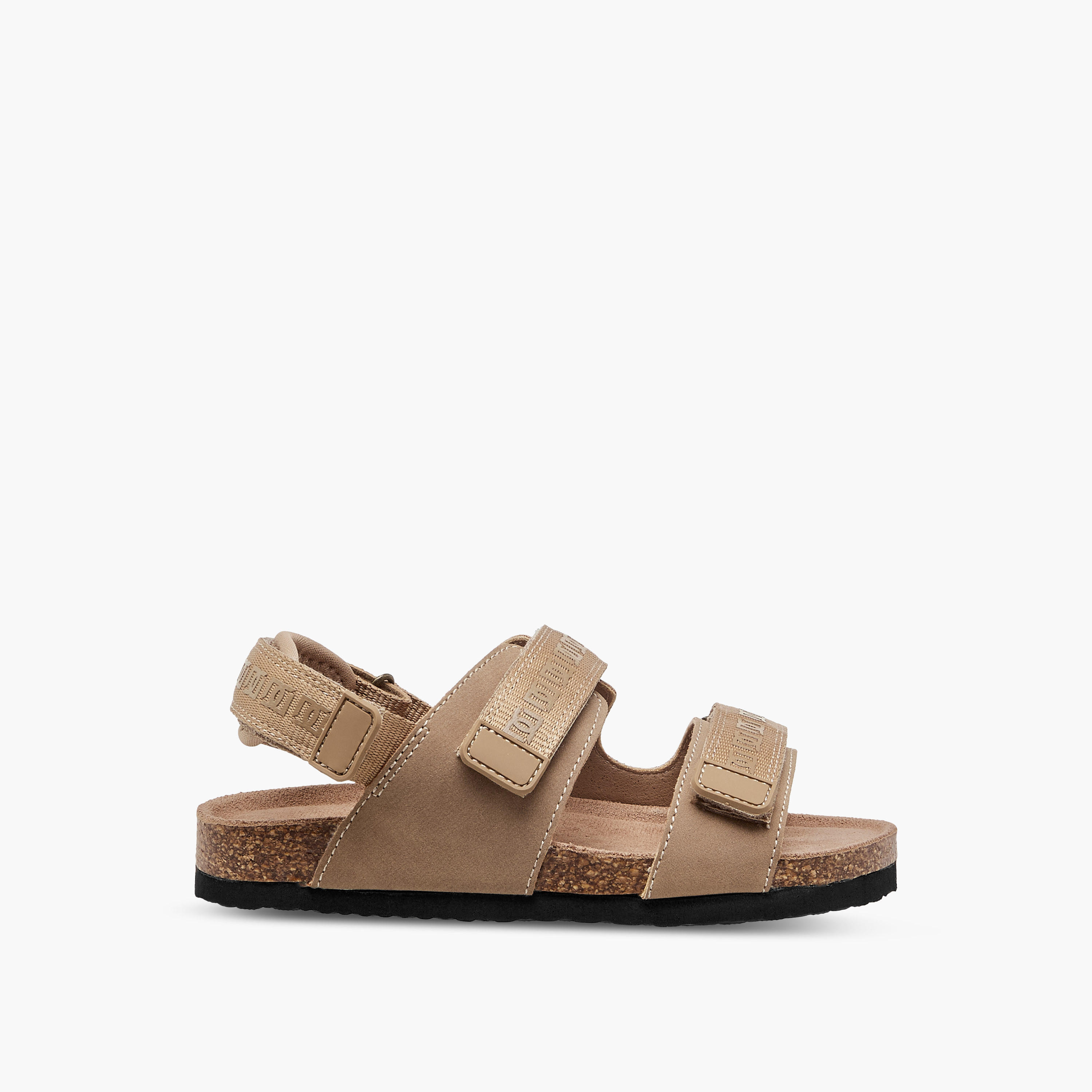 Mister Duchini Monogram Textured Sandals with Hook and Loop Closure-boys-shoes-sandals-image-2