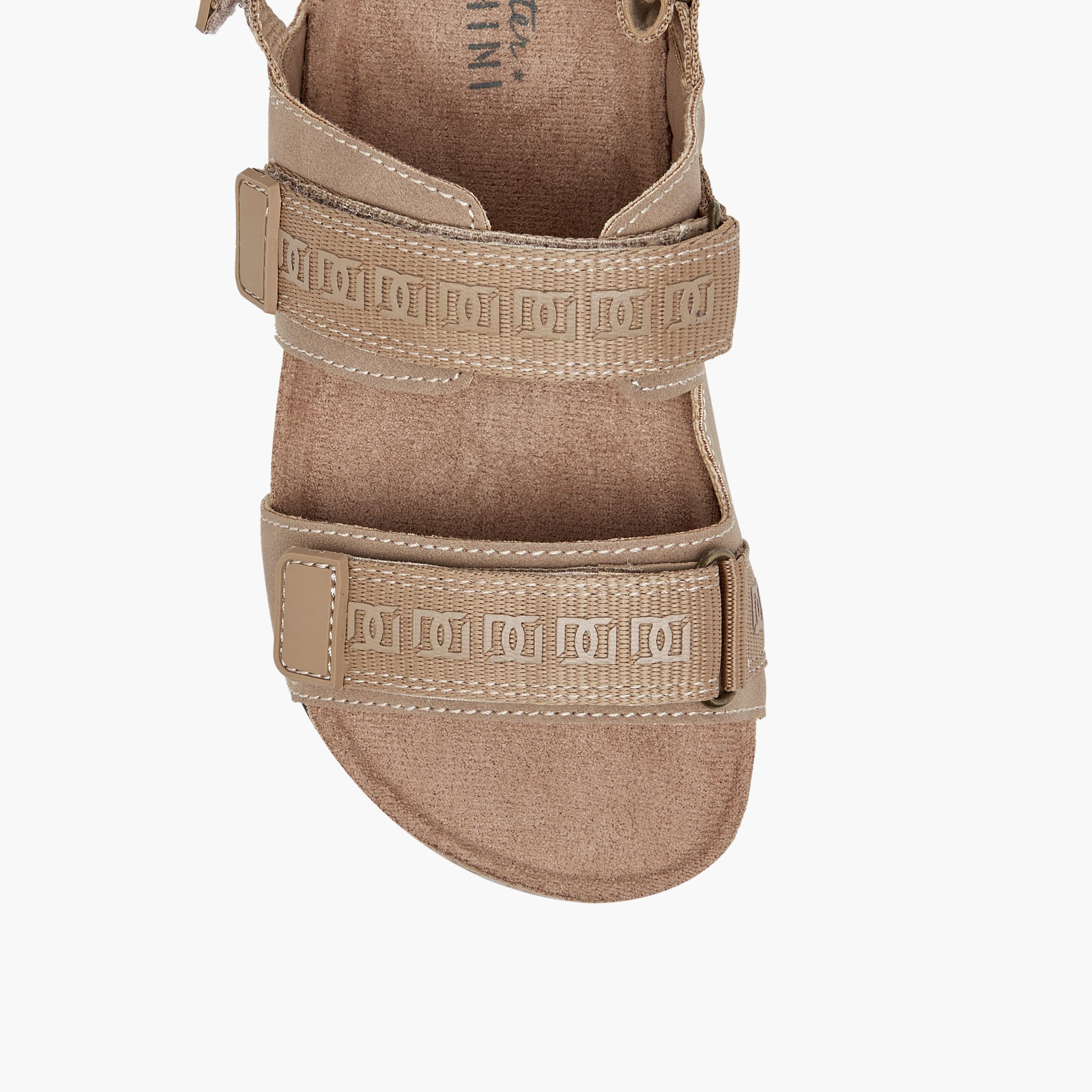 Mister Duchini Monogram Textured Sandals with Hook and Loop Closure-boys-shoes-sandals-image-3