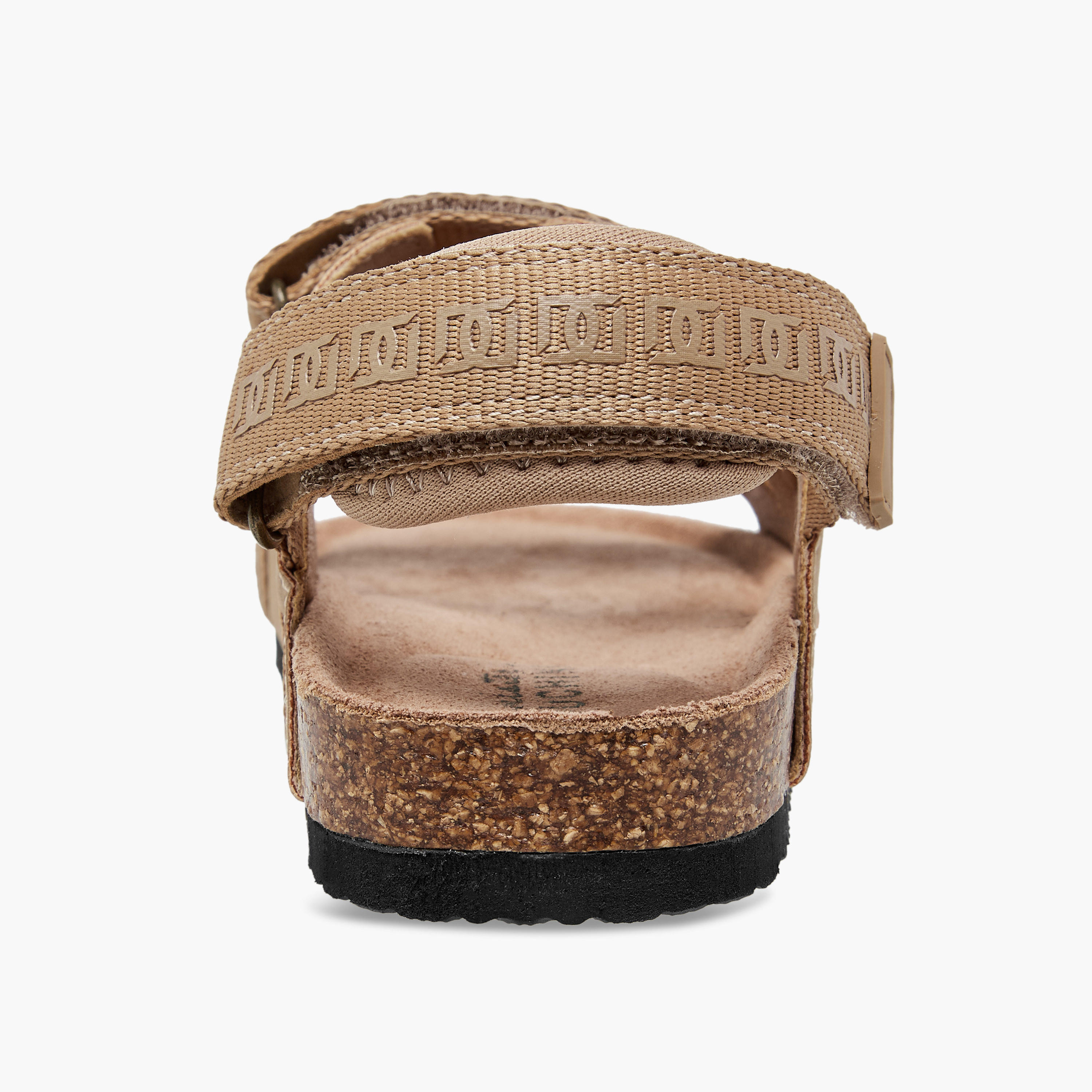 Mister Duchini Monogram Textured Sandals with Hook and Loop Closure-boys-shoes-sandals-image-4