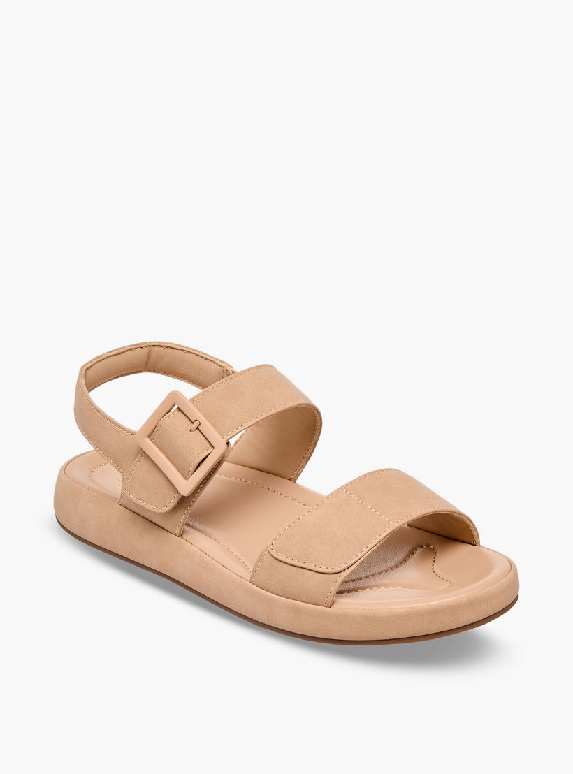 صندل جلد سويدي بتفاصيل إبزيم للنساء من لو كونفورت-women-shoes-sandals-flats-image-2