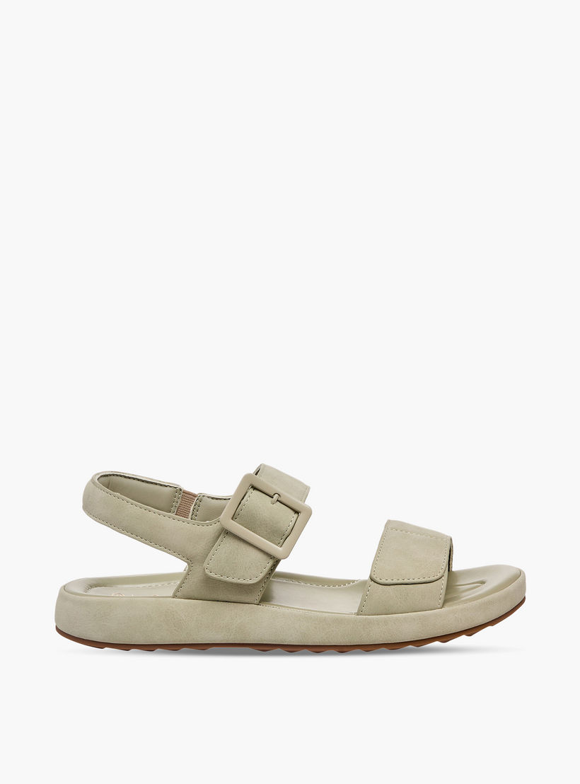Le Confort Women Suede Buckle Detail Hook & Loop Sandals-women-shoes-sandals-flats-image-3