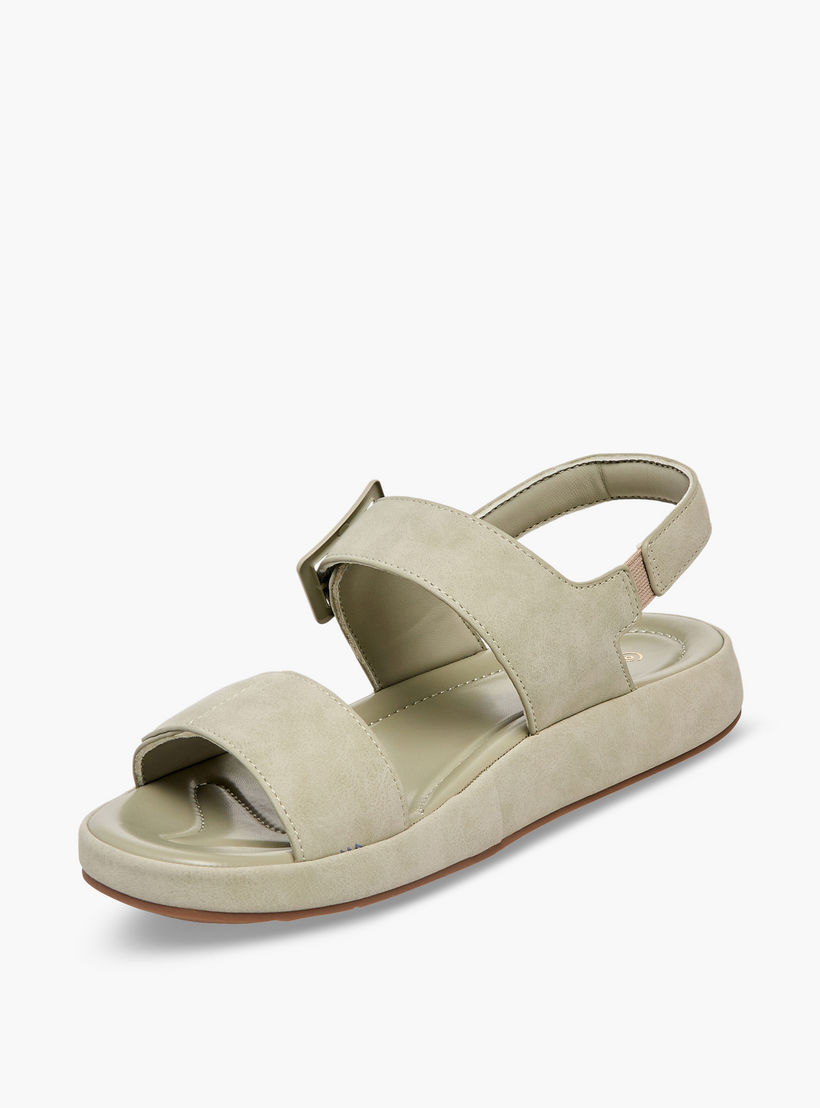 Le Confort Women Suede Buckle Detail Hook & Loop Sandals-women-shoes-sandals-flats-image-4
