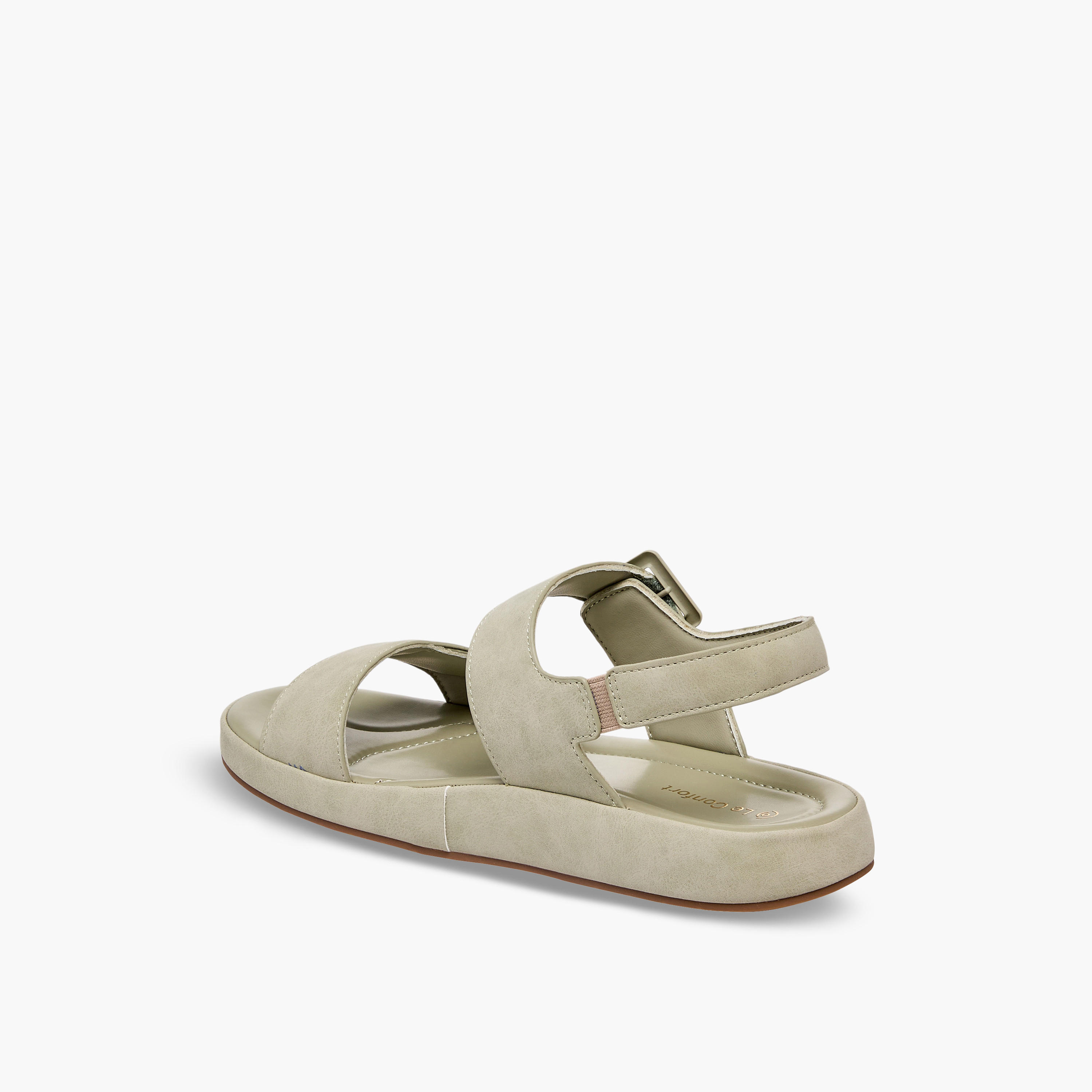 Le Confort Women Suede Buckle Detail Hook & Loop Sandals-women-shoes-sandals-flats-image-5
