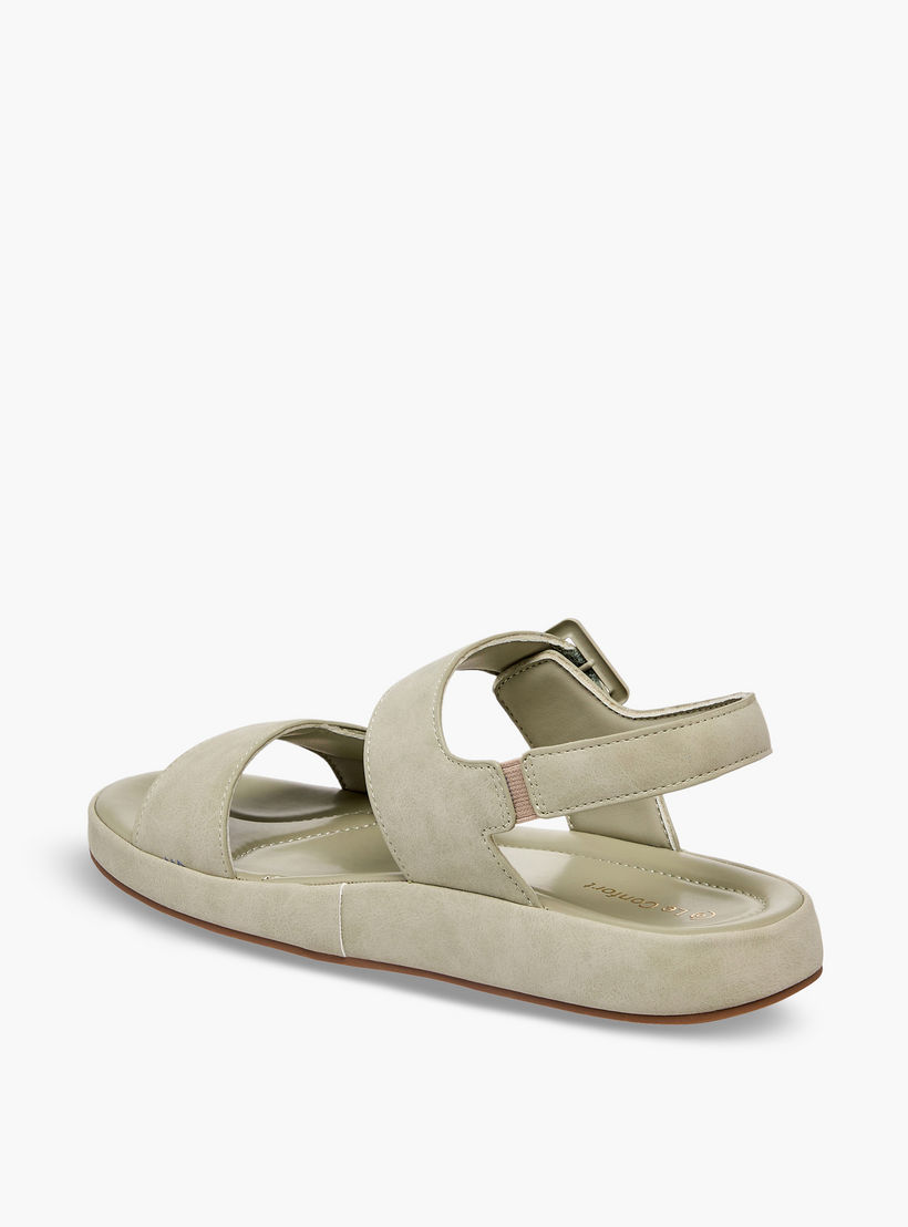 Le Confort Women Suede Buckle Detail Hook & Loop Sandals-women-shoes-sandals-flats-image-5