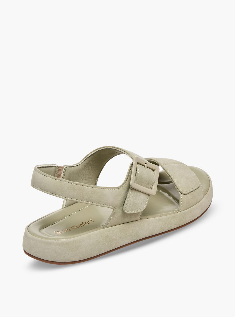 Le Confort Women Suede Buckle Detail Hook & Loop Sandals-women-shoes-sandals-flats-image-6