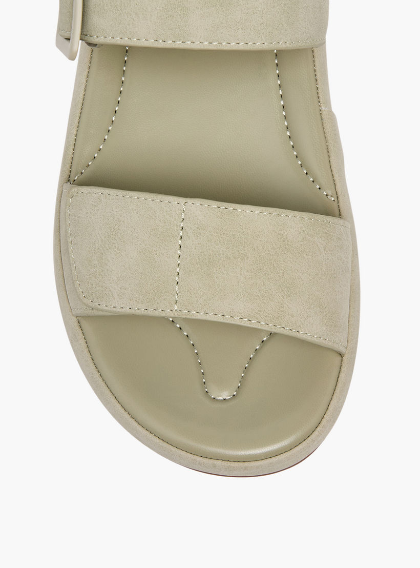 Le Confort Women Suede Buckle Detail Hook & Loop Sandals-women-shoes-sandals-flats-image-7