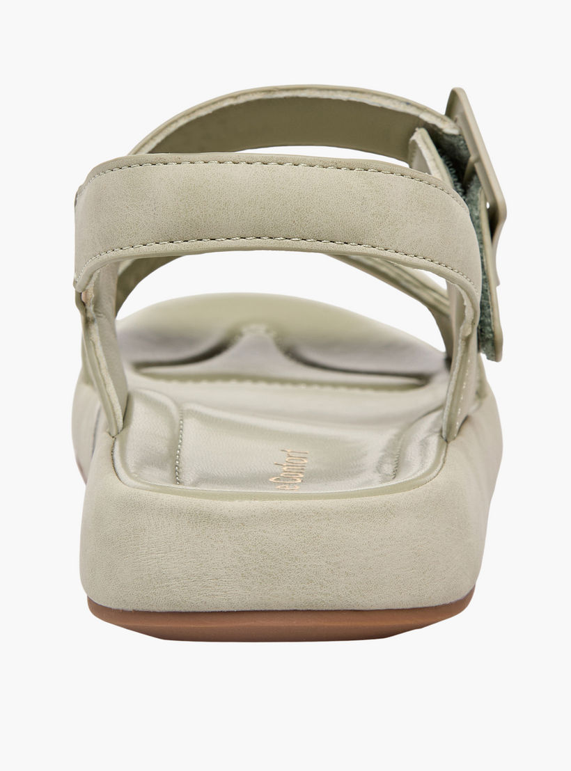 Le Confort Women Suede Buckle Detail Hook & Loop Sandals-women-shoes-sandals-flats-image-8