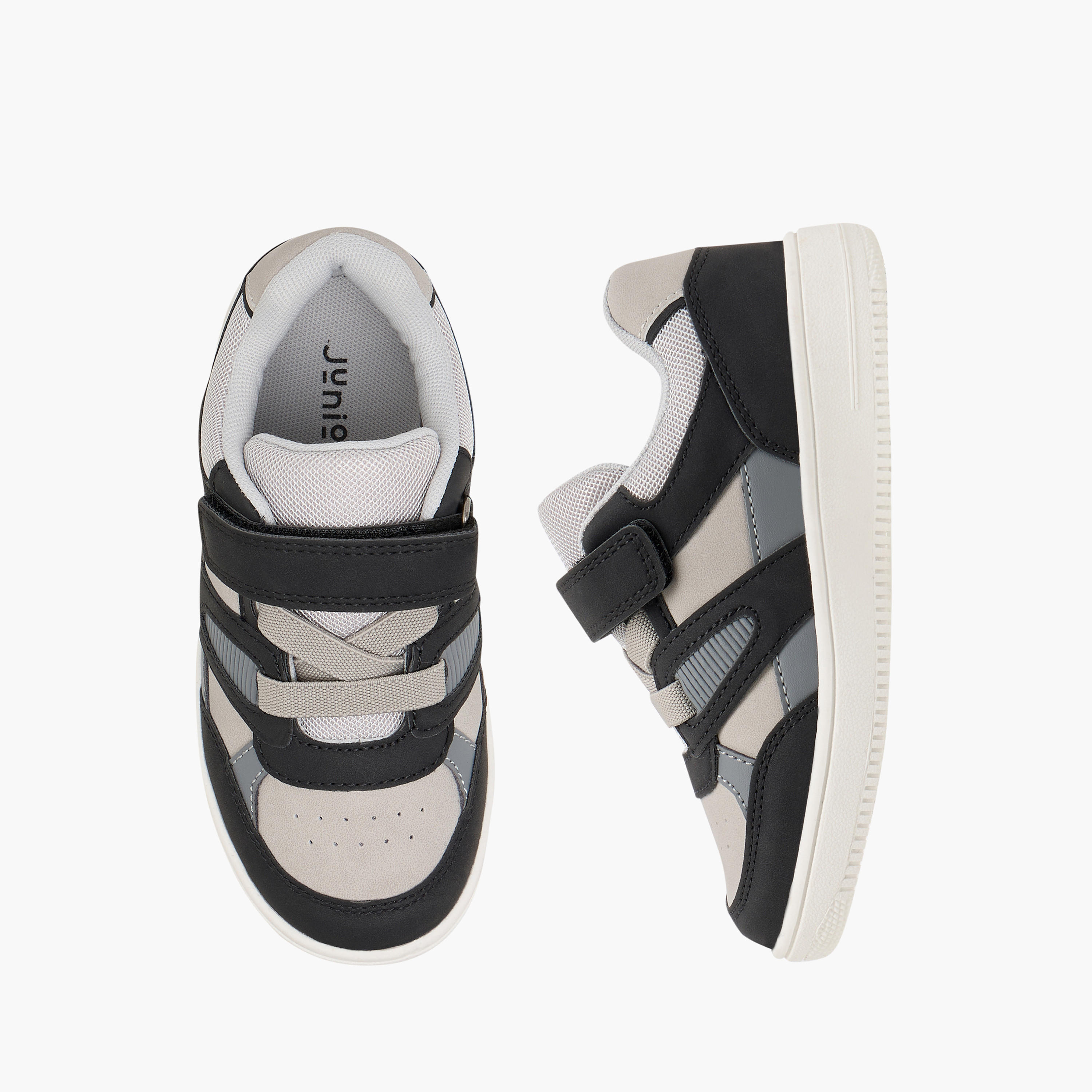 Juniors Panelled Sneakers with Hook and Loop Closure-boys-shoes-sneakers-image-1