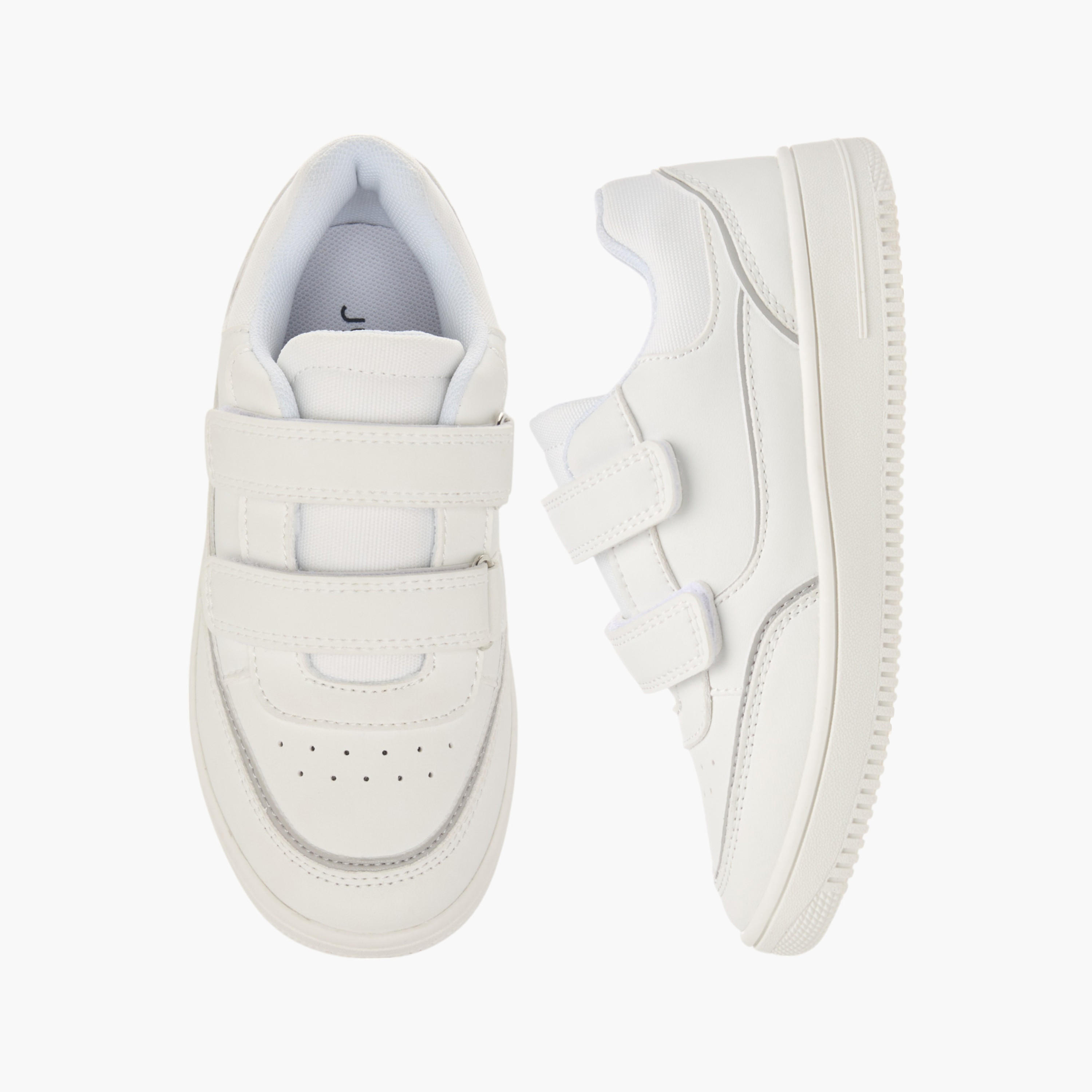 Juniors Solid Sneakers with Hook and Loop Closure-boys-shoes-sneakers-image-1