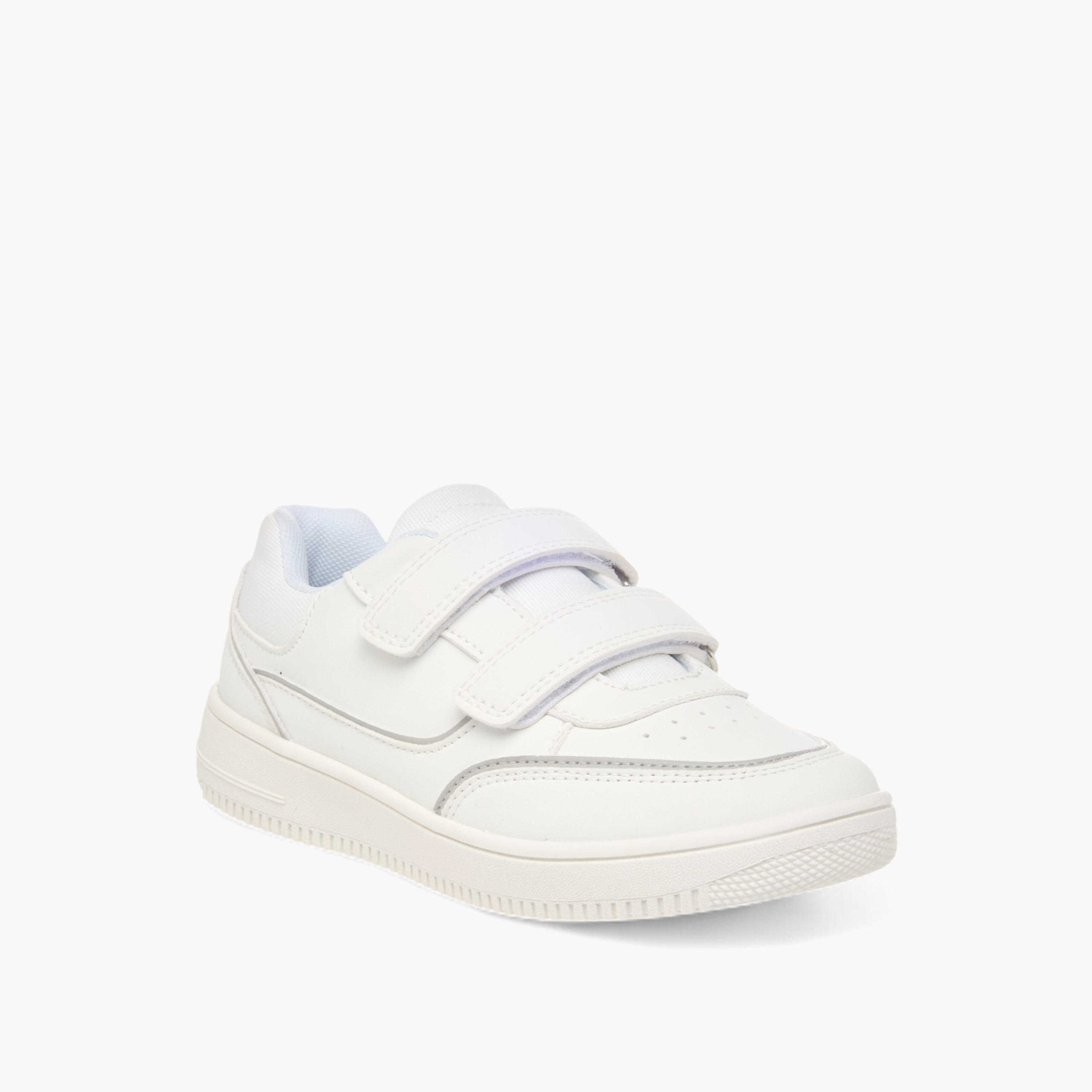 Juniors Solid Sneakers with Hook and Loop Closure-boys-shoes-sneakers-image-2