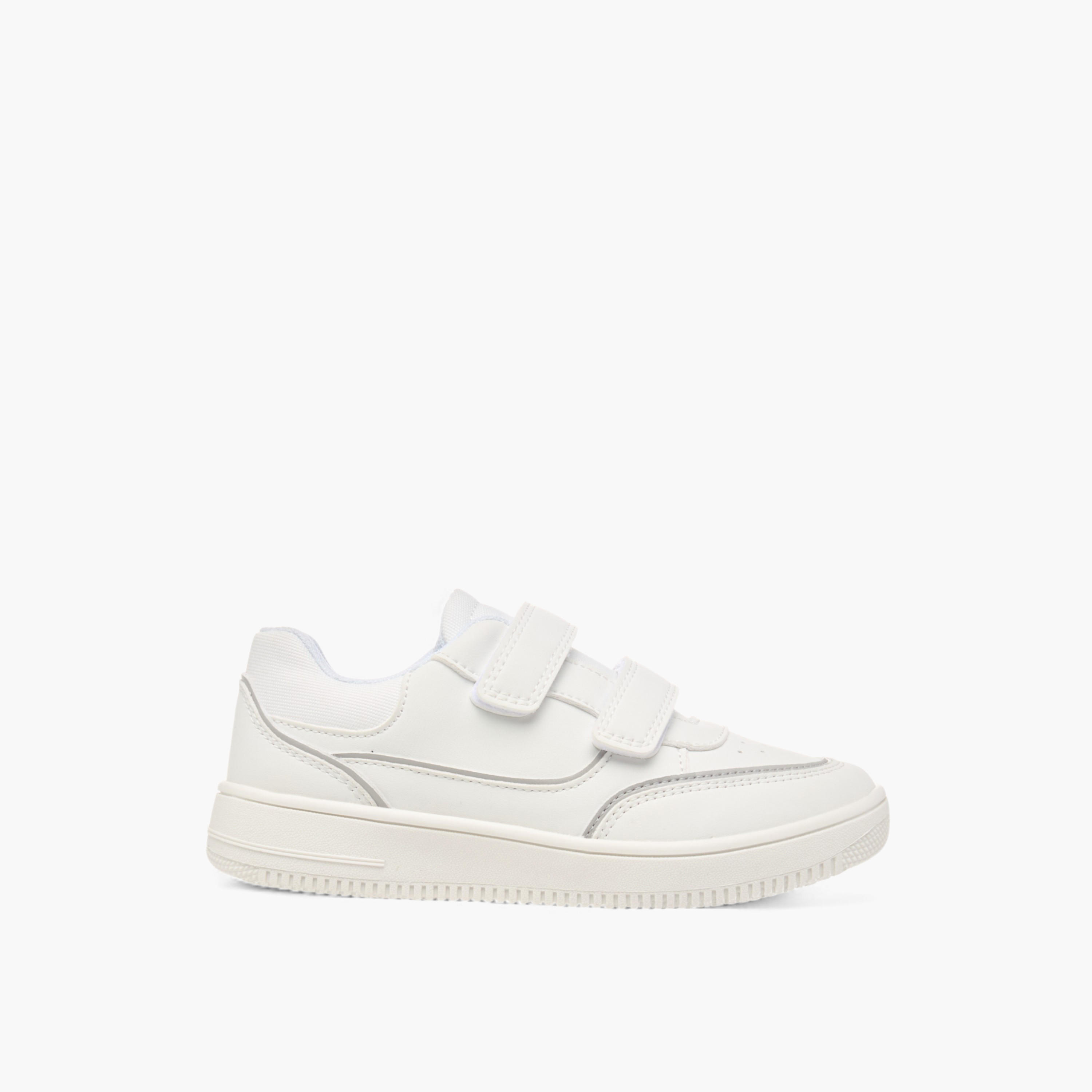 Juniors Solid Sneakers with Hook and Loop Closure-boys-shoes-sneakers-image-3