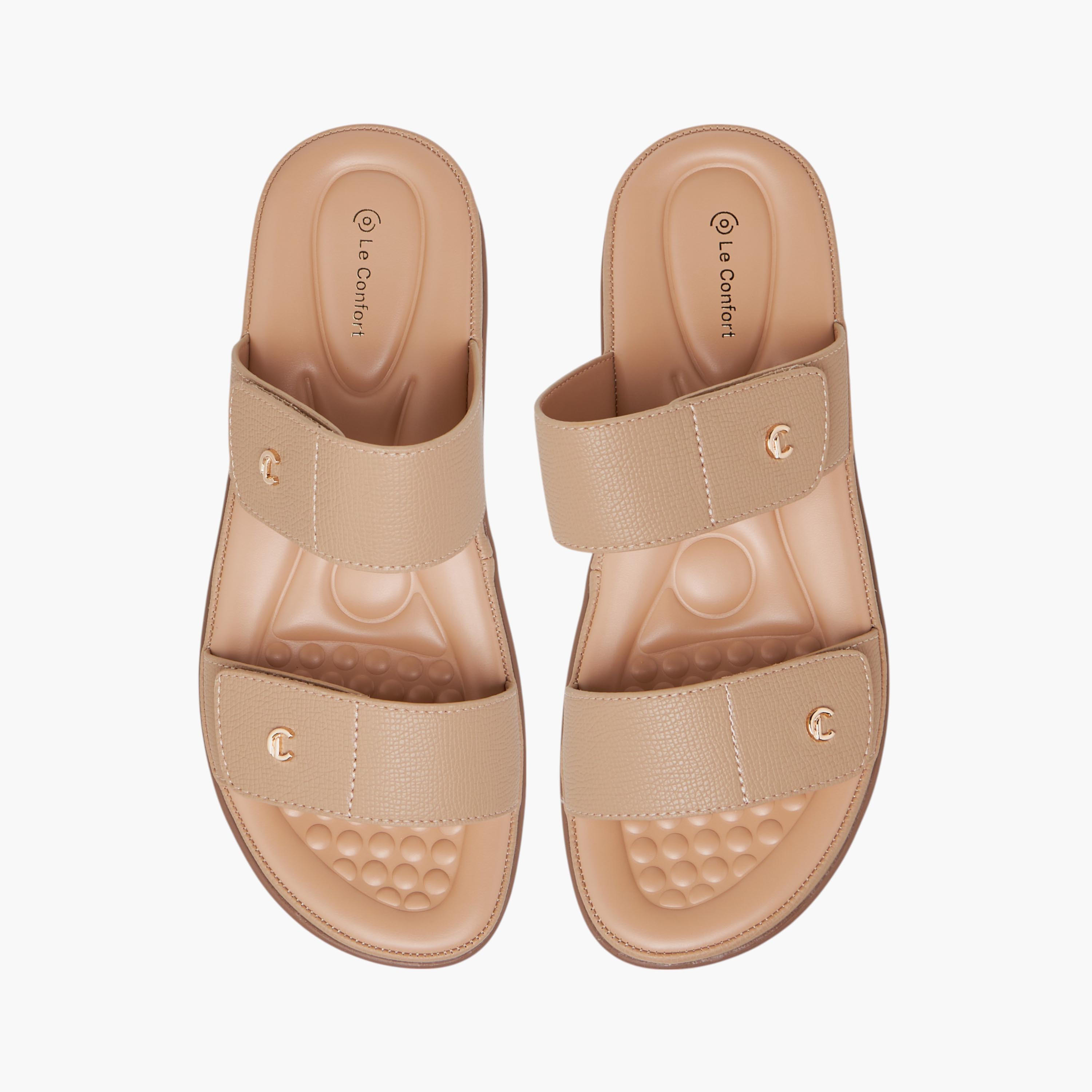 Le Confort Textured Slip-On Comfort Sandals-women-shoes-flats-sandals-image-1