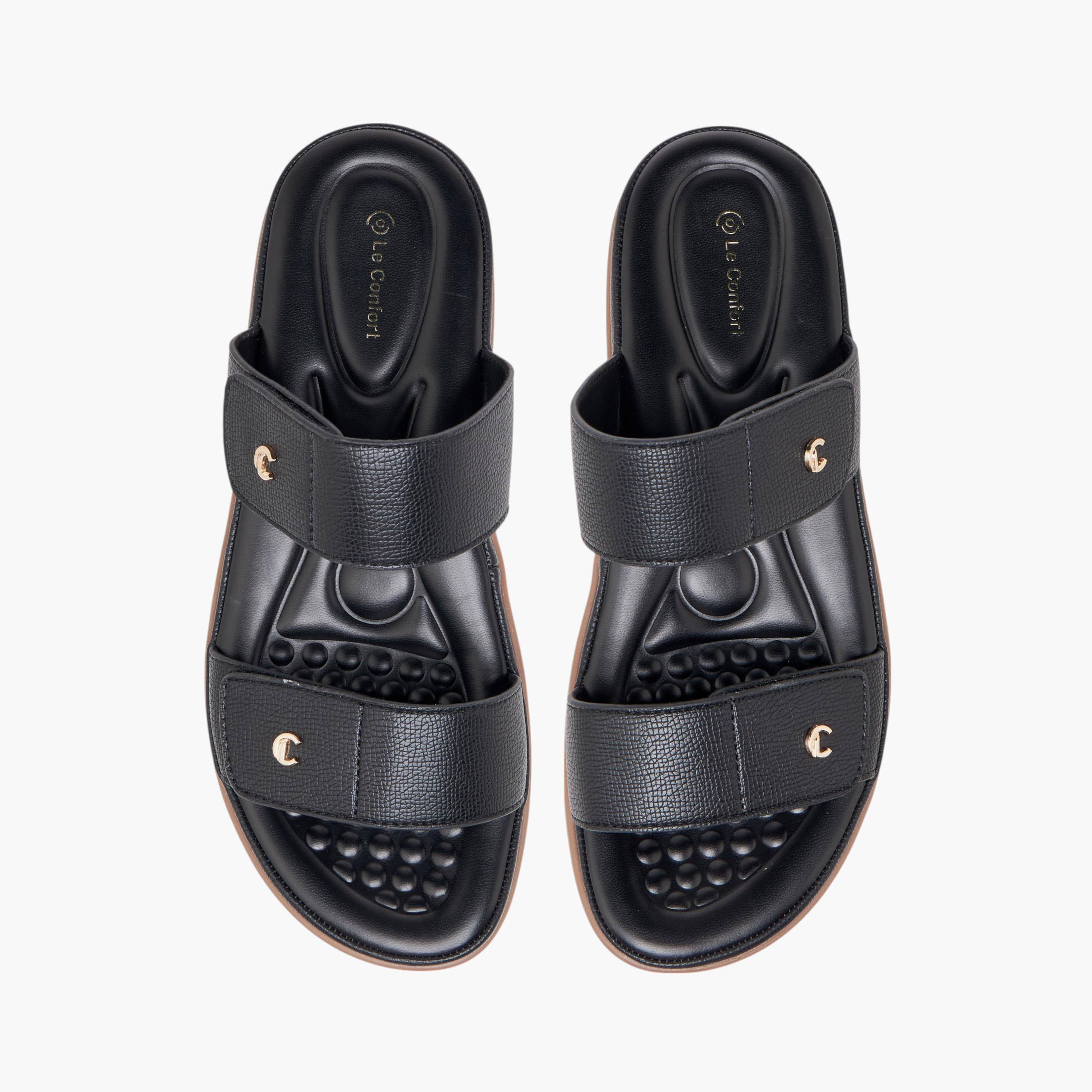 Le Confort Textured Slip-On Comfort Sandals-women-shoes-flats-sandals-image-1