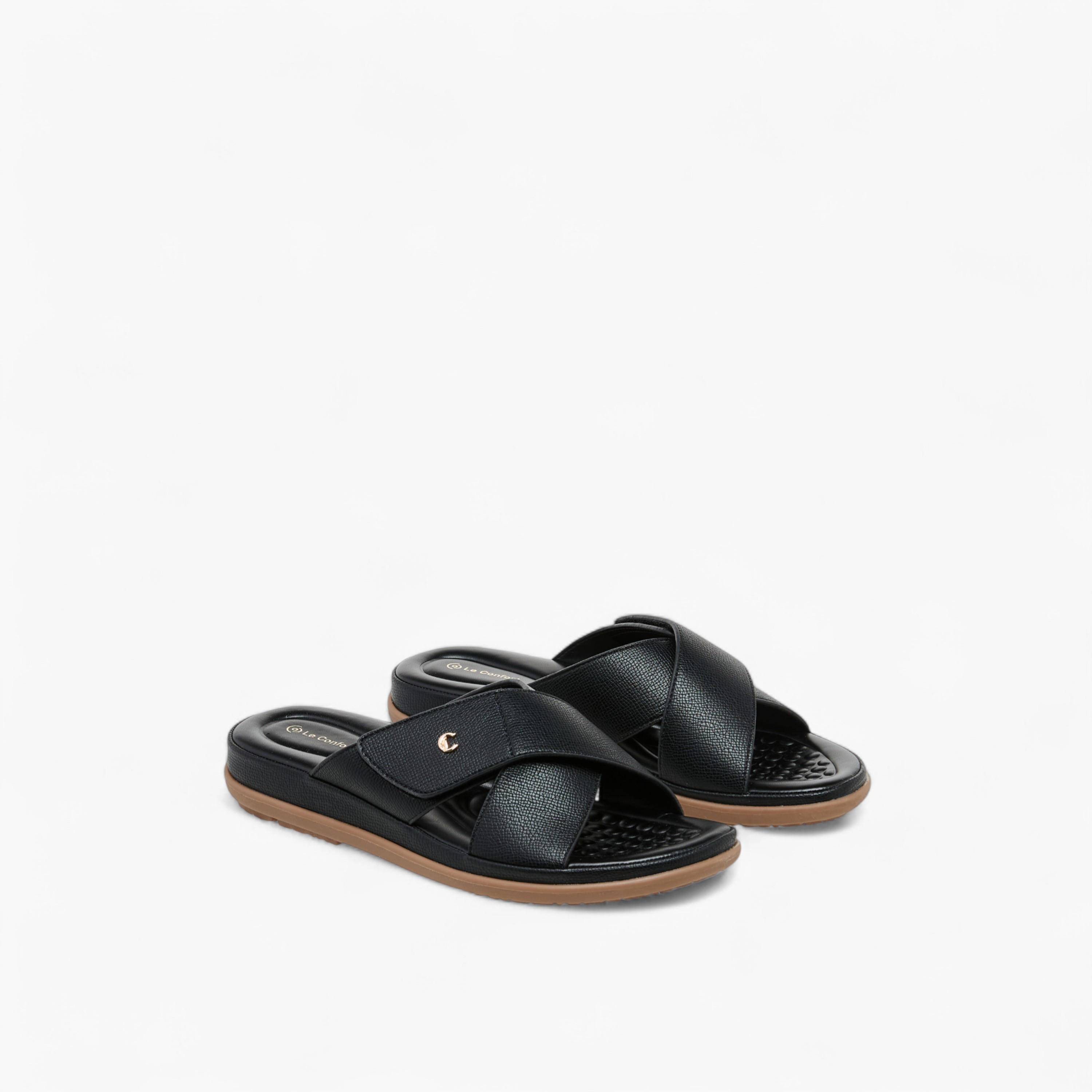 Le Confort Textured Slip-On Sandals-women-shoes-flats-sandals-image-1