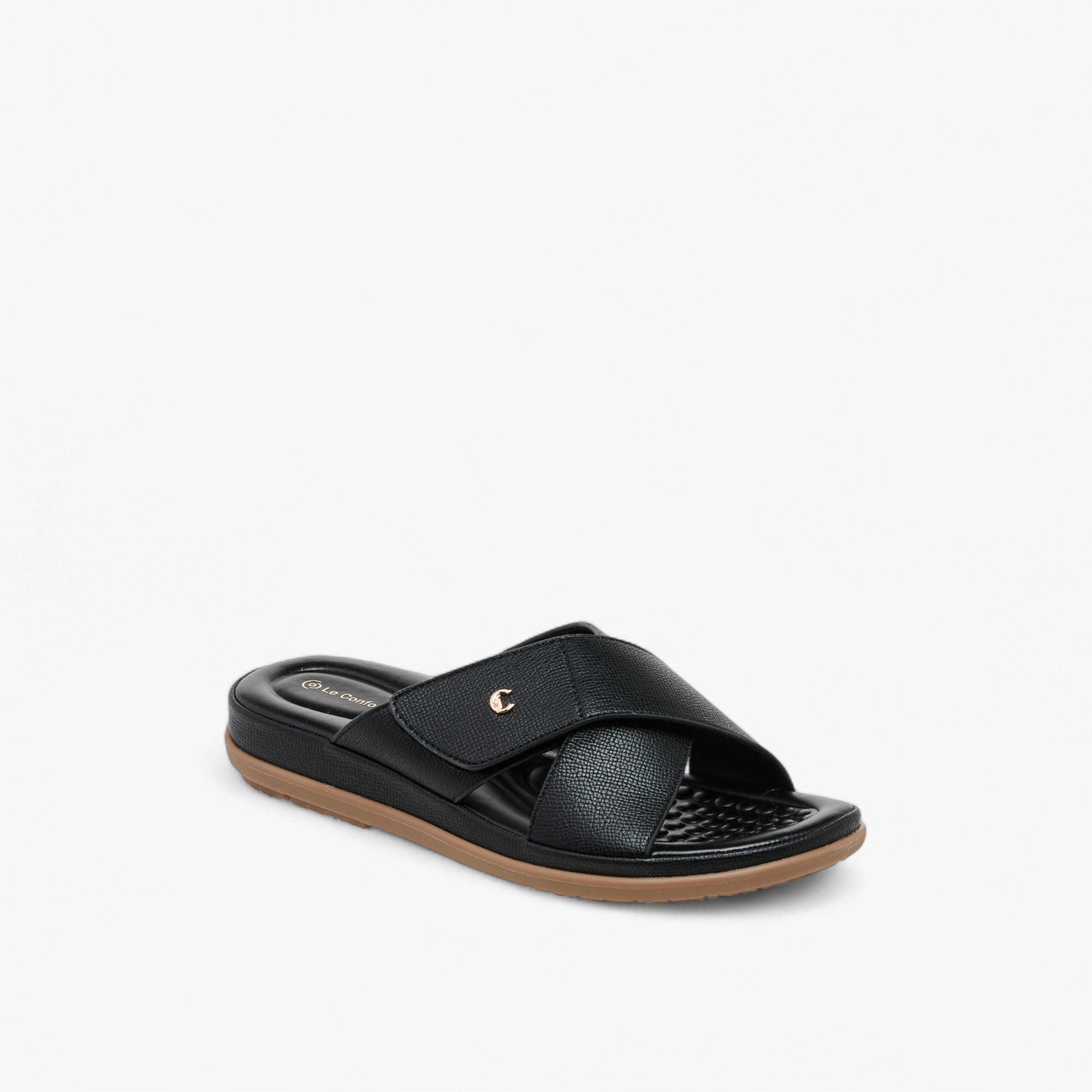 Le Confort Textured Slip-On Sandals-women-shoes-flats-sandals-image-2