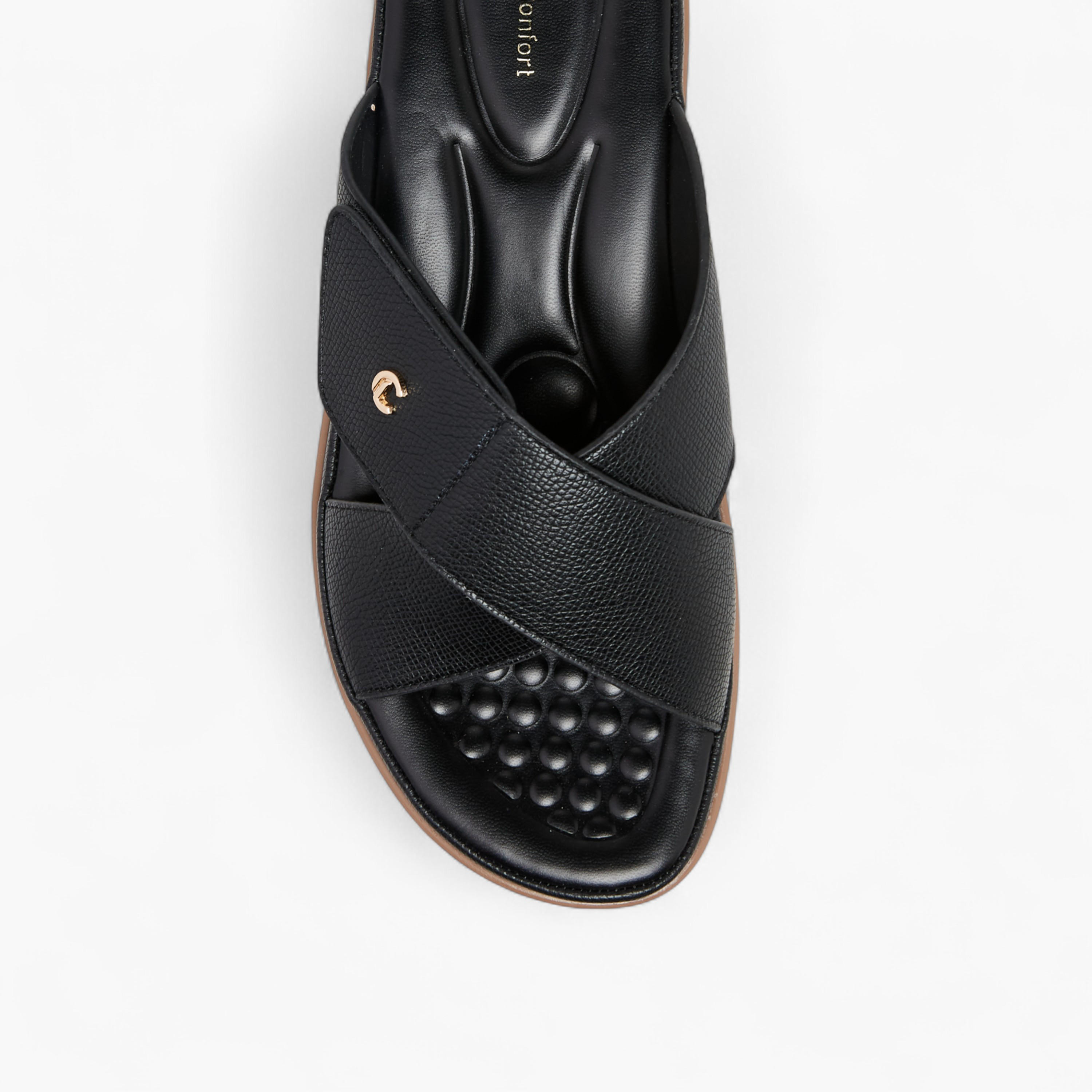 Le Confort Textured Slip-On Sandals-women-shoes-flats-sandals-image-4