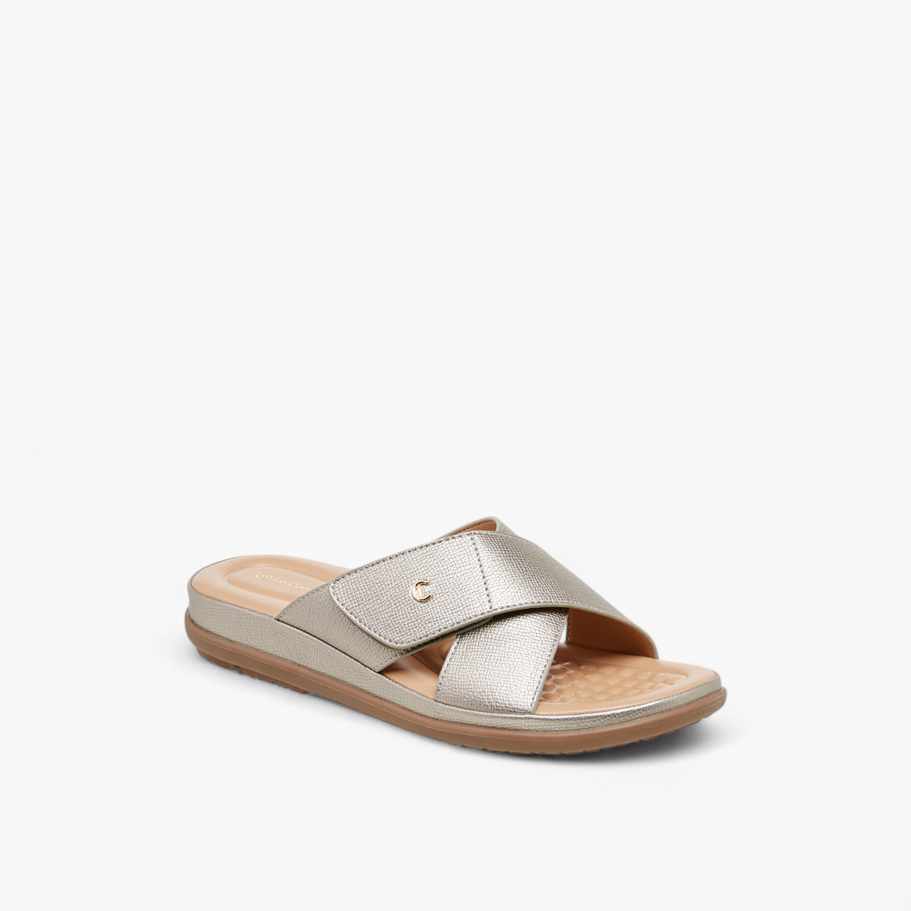 Le Confort Textured Slip-On Sandals-women-shoes-flats-sandals-image-2