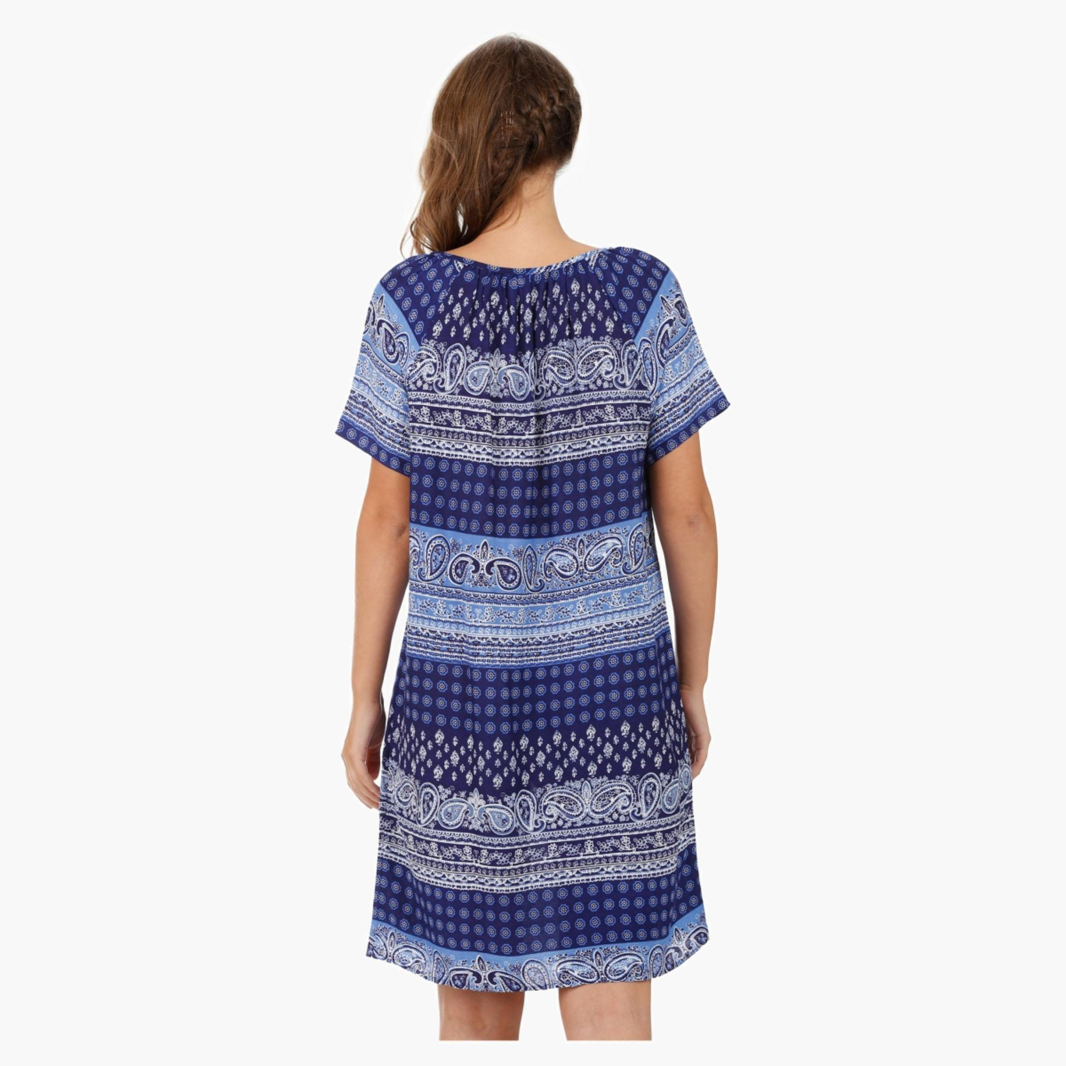 Printed Dress with Scoop Neck and Short Sleeves-women-clothing-dresses-image-2