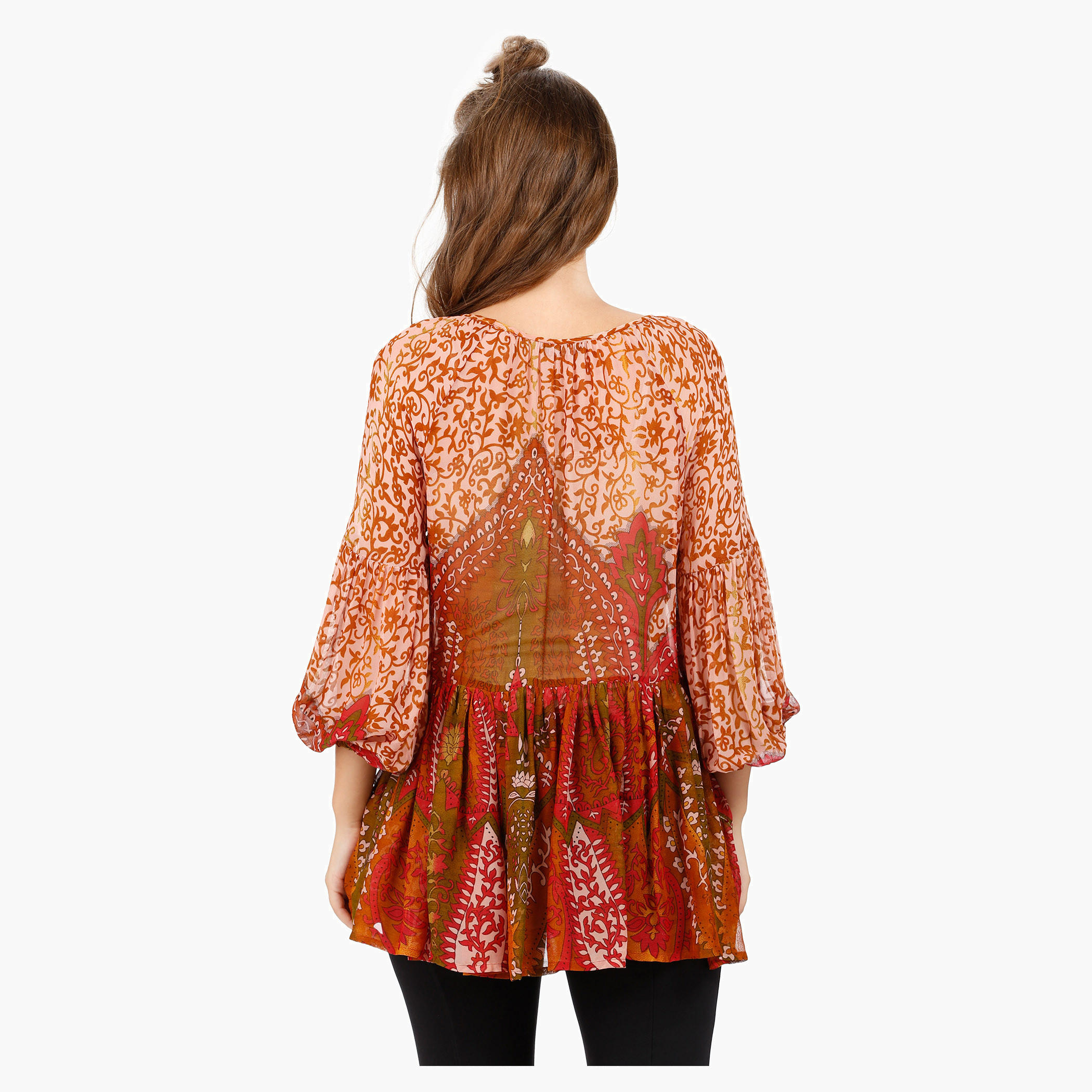 Printed Blouse with Scoop Neck and Long Sleeves-women-clothing-shirtsandblouses-blouses-image-2